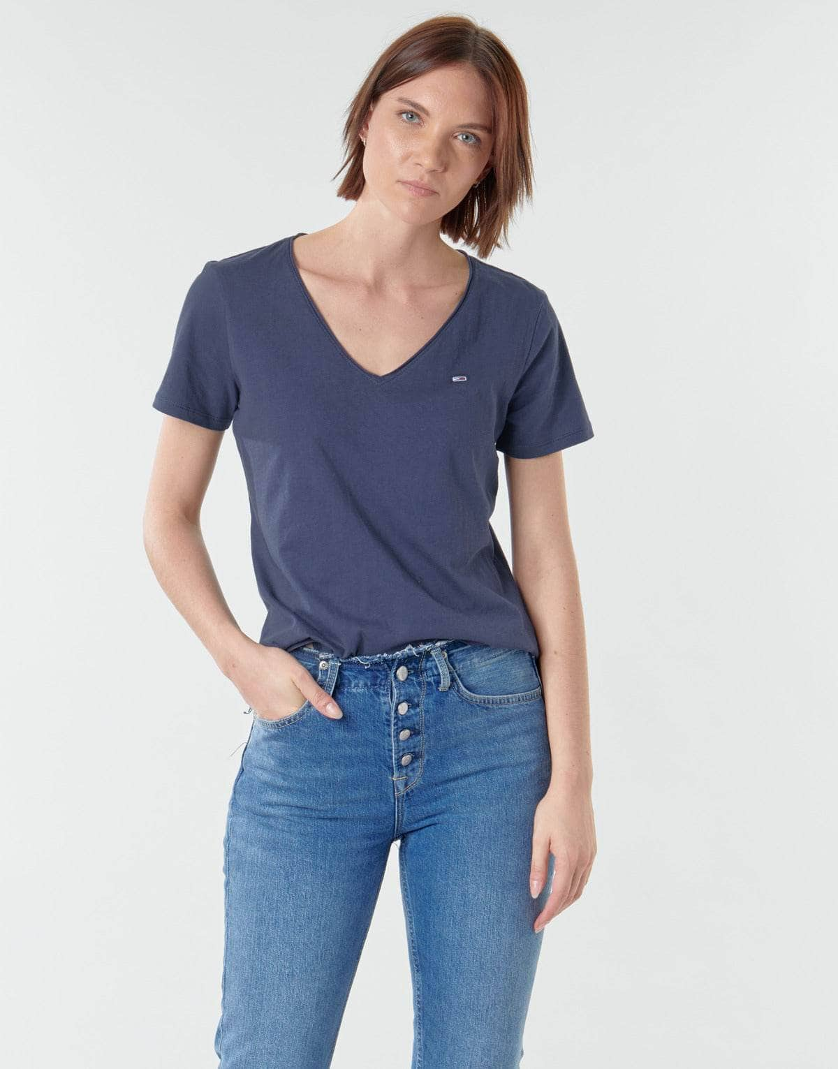 T-shirt Donna Tommy Jeans  TJW SLIM JERSEY V NECK  Blu