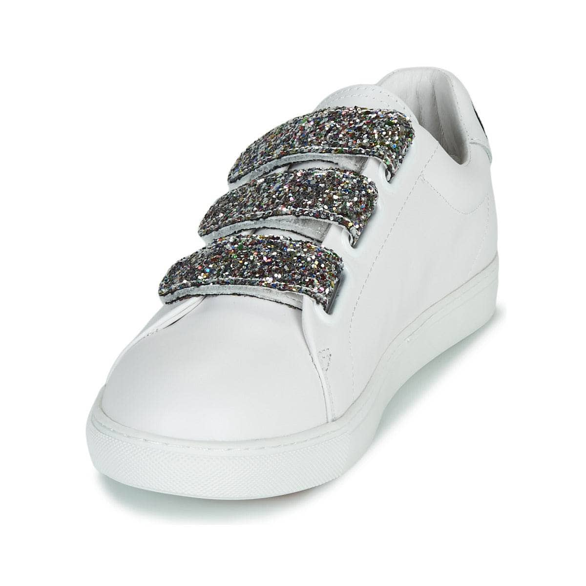 Sneakers basse Donna Bons baisers de Paname  EDITH GLITTER TONGUE  Bianco