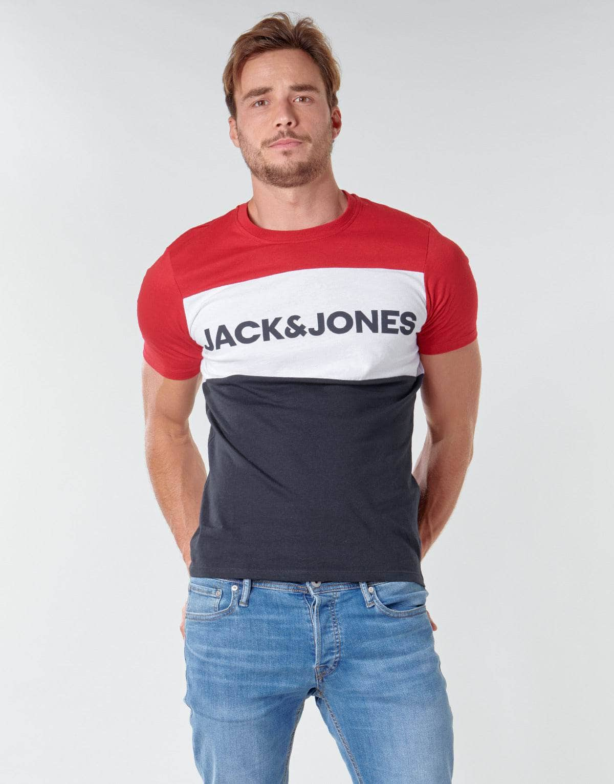 T-shirt Uomo Jack & Jones  JJELOGO BLOCKING  Rosso