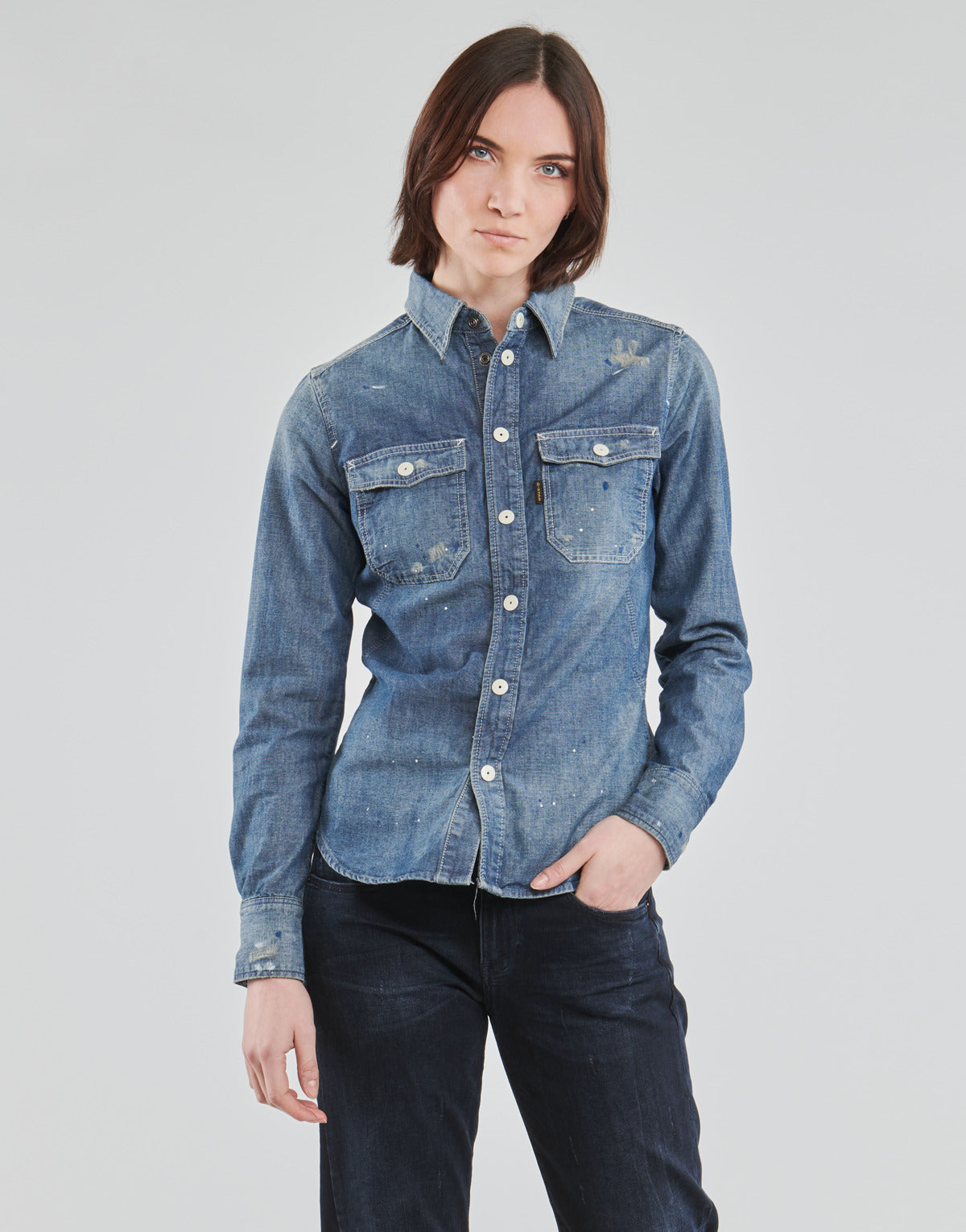 Camicia Donna G-Star Raw  KICK BACK WORKER SHIRT WMN L\S  Blu