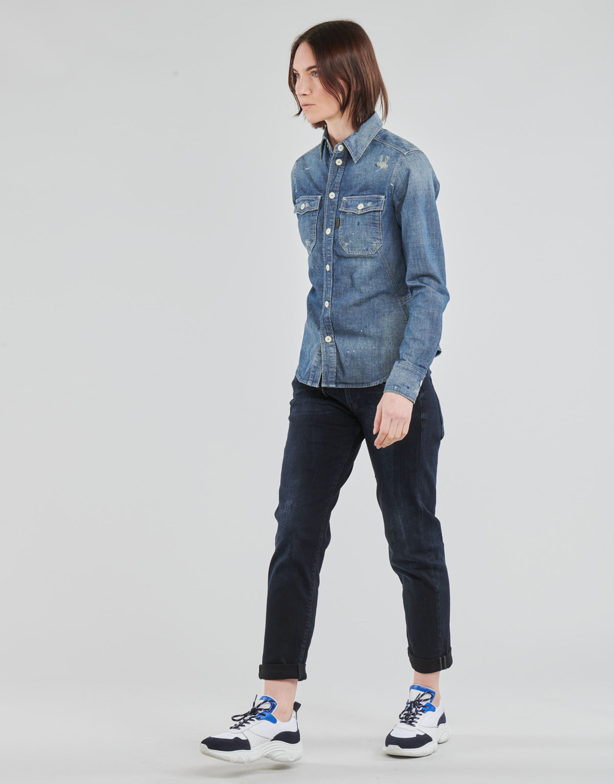 Camicia Donna G-Star Raw  KICK BACK WORKER SHIRT WMN L\S  Blu