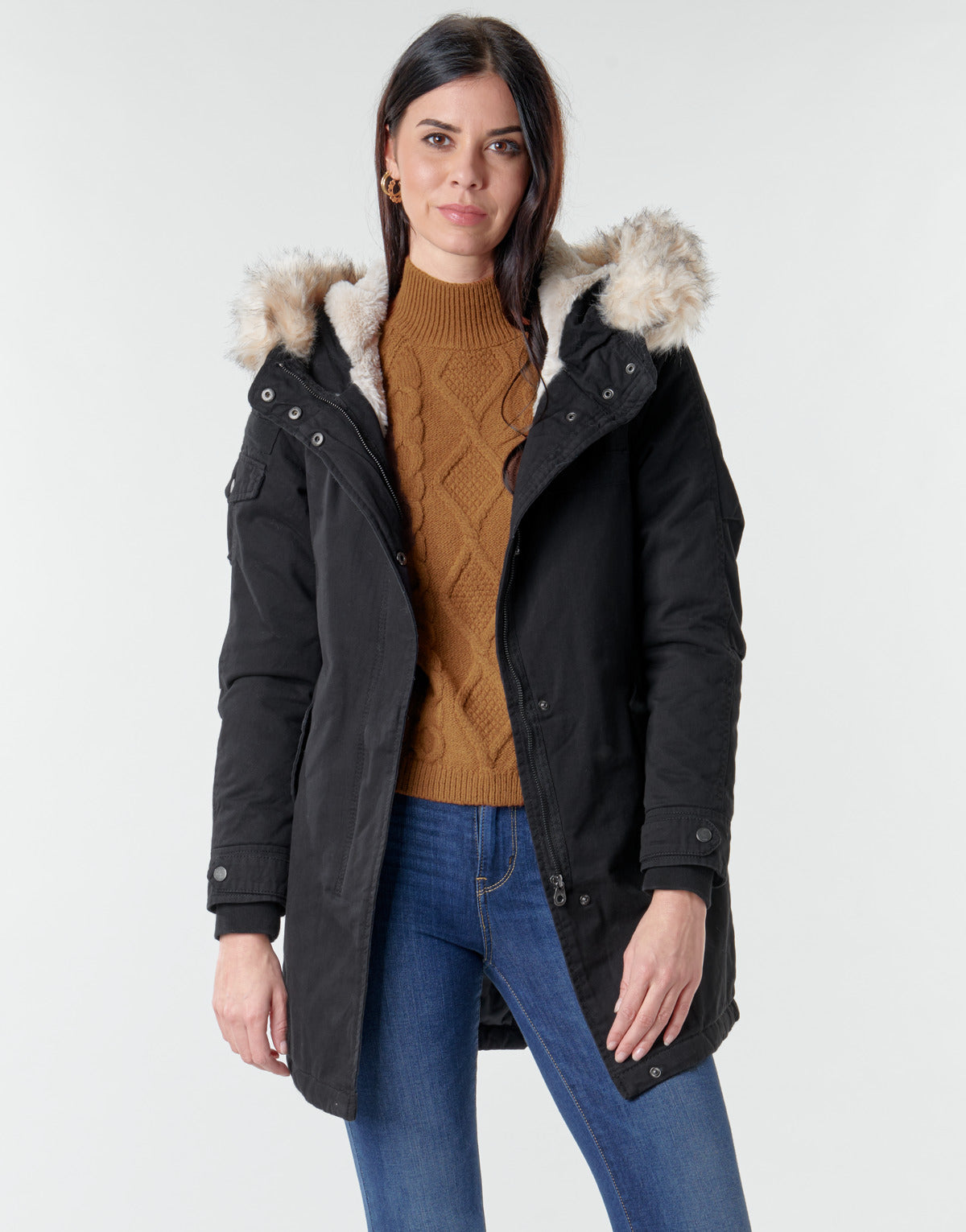 Parka Donna Only  ONLMAY FUR CANVAS PARKA  CC OTW  Nero