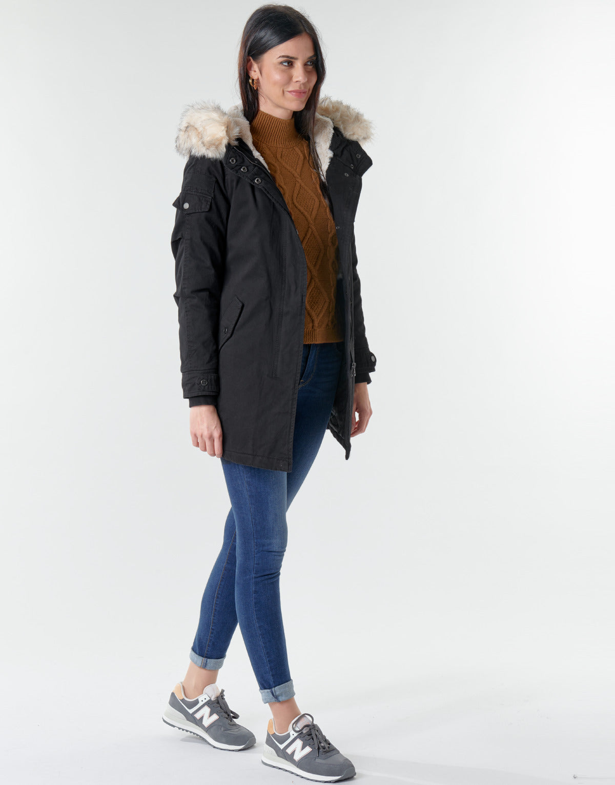 Parka Donna Only  ONLMAY FUR CANVAS PARKA  CC OTW  Nero