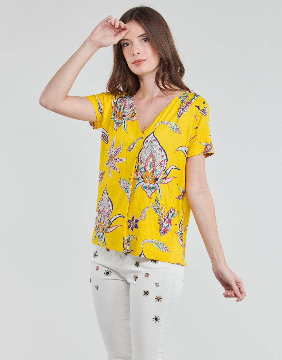 T-shirt Donna Desigual  LEMARK  Giallo