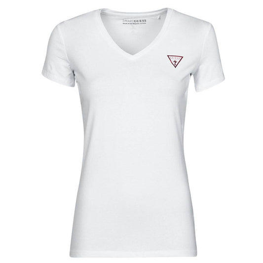 T-shirt Donna Guess  SS VN MINI TRIANGLE TEE  Bianco