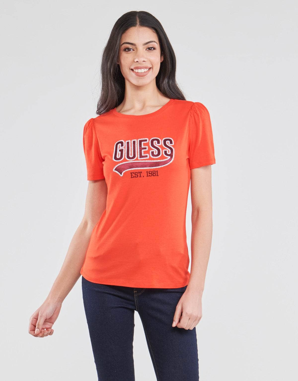 T-shirt Donna Guess  SS CN MARISOL TEE  Rosso