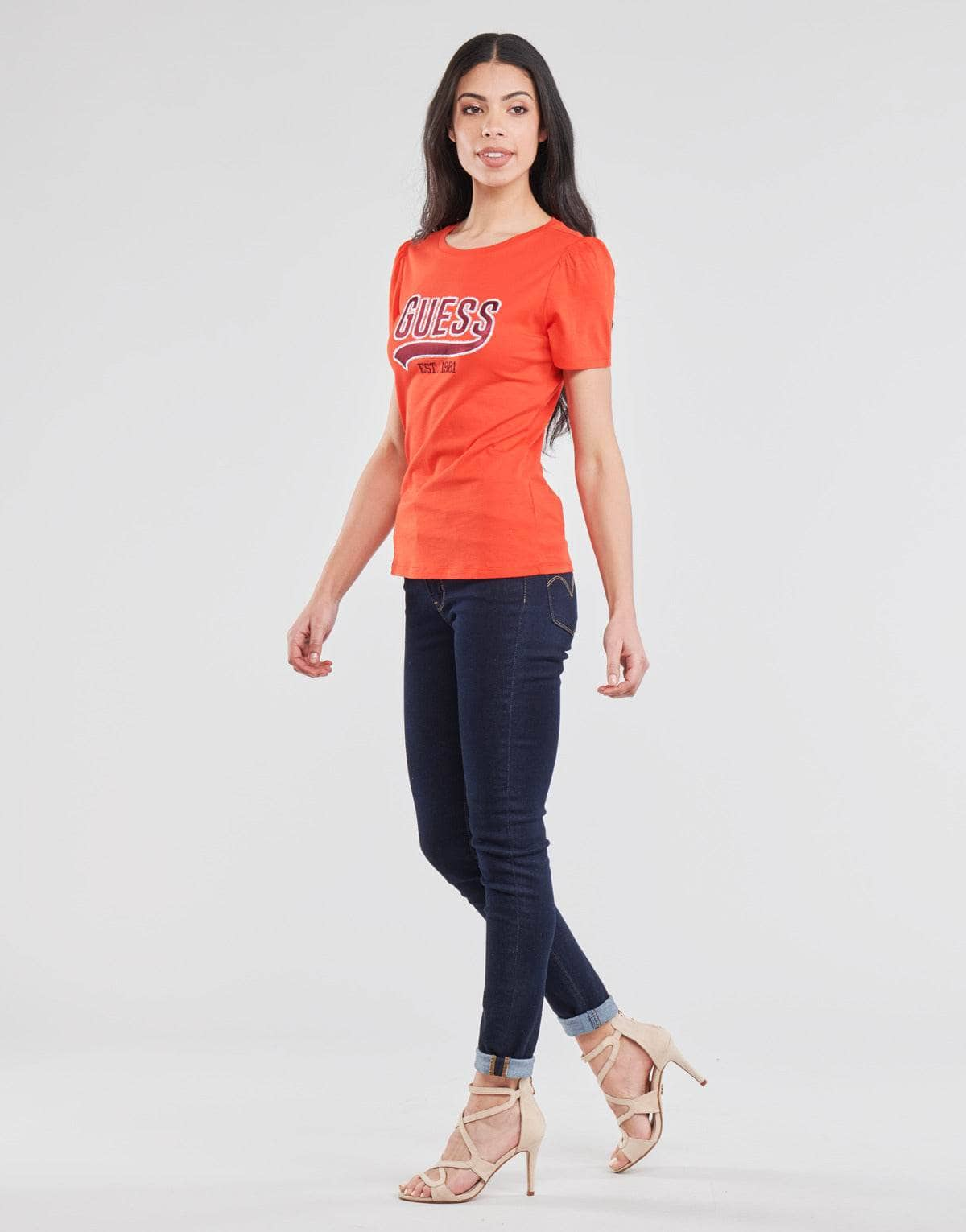 T-shirt Donna Guess  SS CN MARISOL TEE  Rosso