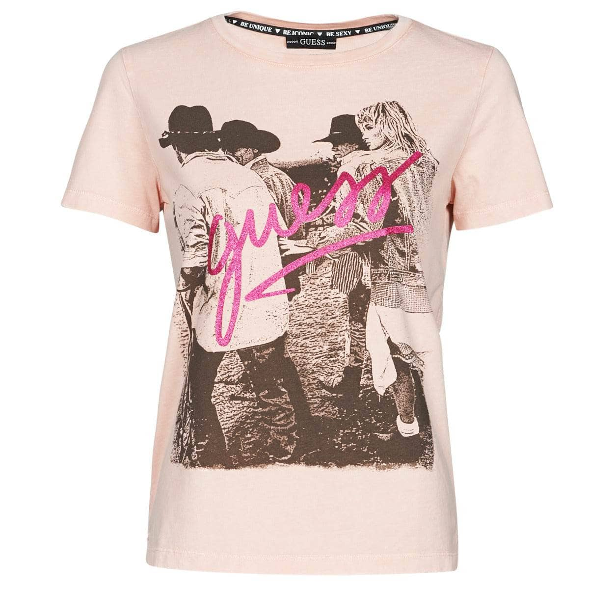 T-shirt Donna Guess  SS CN PAULA TEE  Rosa