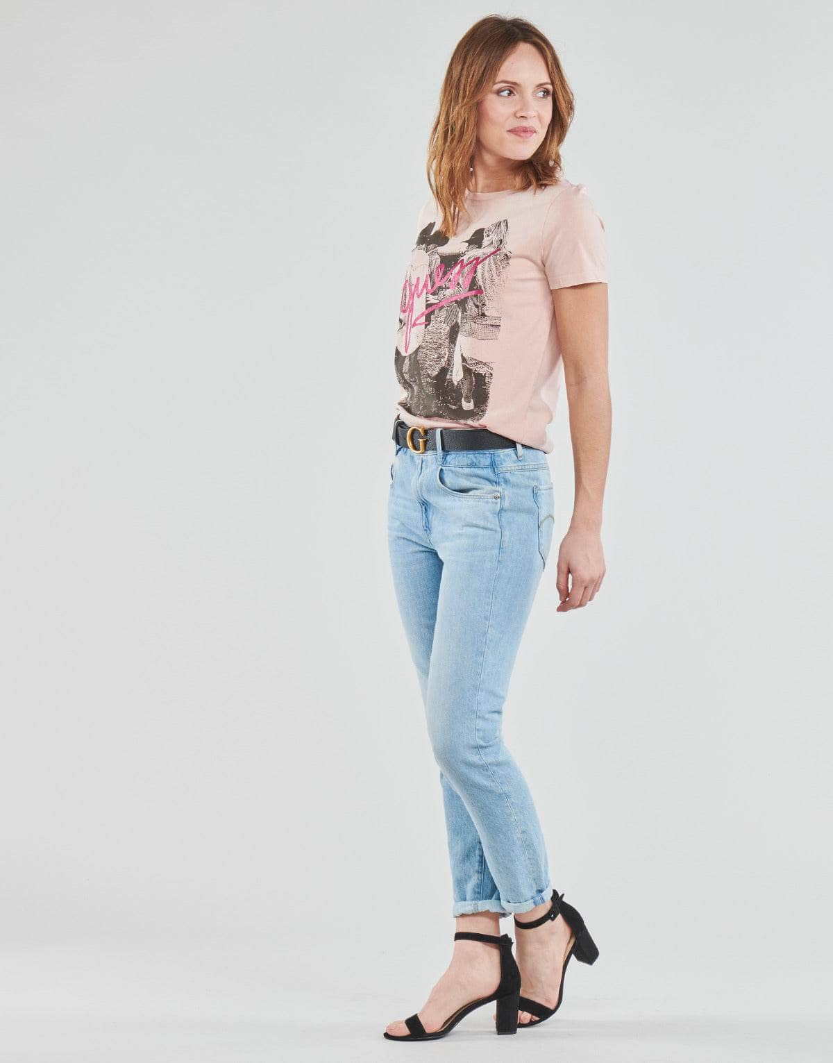 T-shirt Donna Guess  SS CN PAULA TEE  Rosa