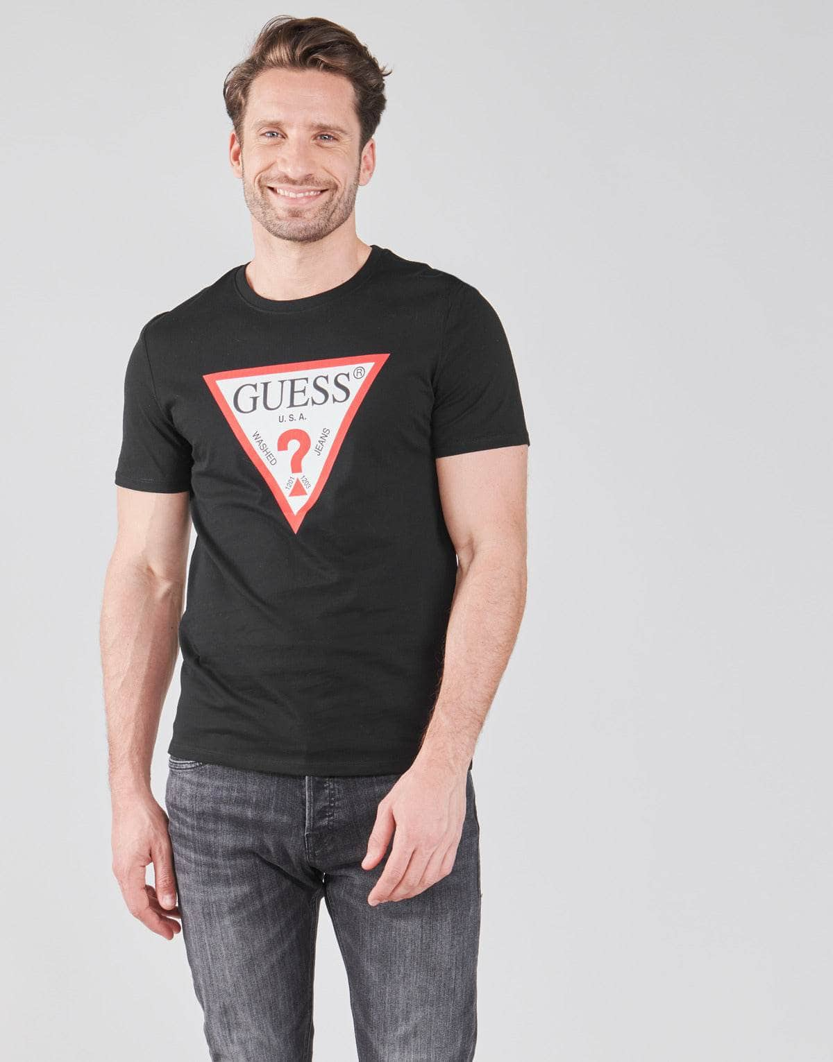 T-shirt Uomo Guess  CN SS ORIGINAL LOGO TEE  Nero