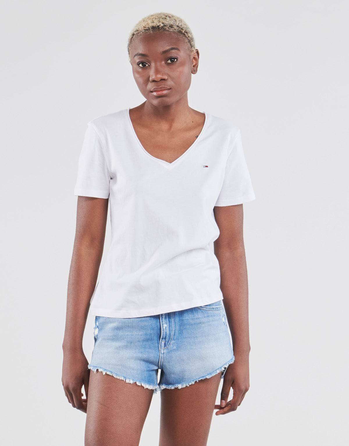 T-shirt Donna Tommy Jeans  SOFT JERSEY V NECK  Bianco