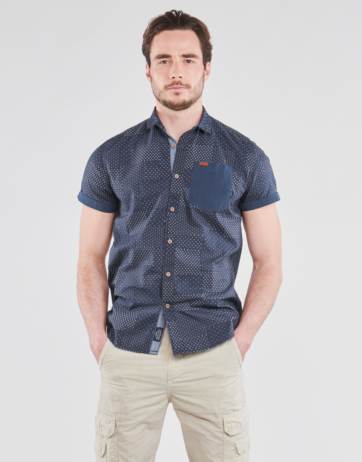 Camicia a maniche corte Uomo Deeluxe  ETHNIC  Blu