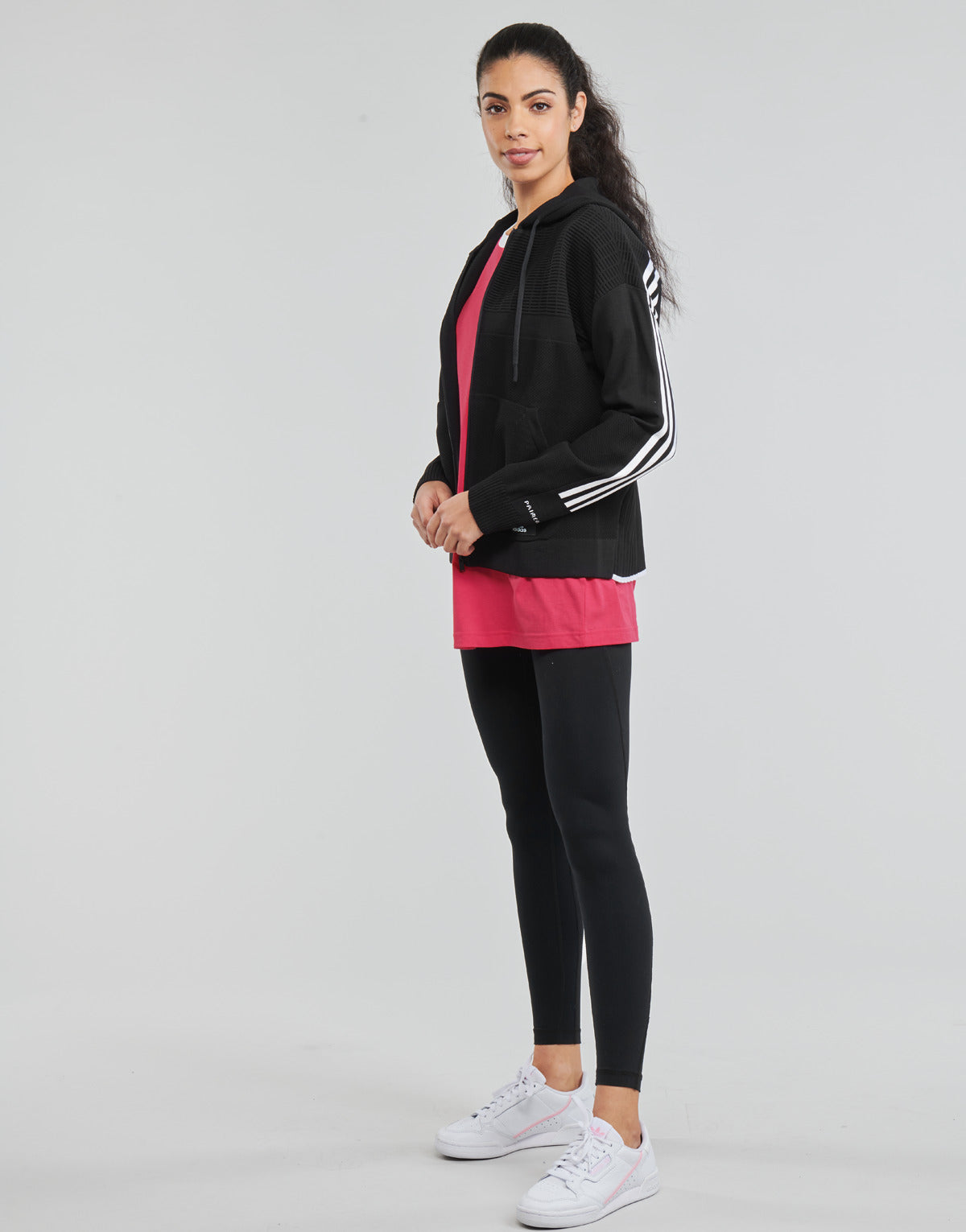 Felpa Donna adidas  W Knit V Hoodie  Nero