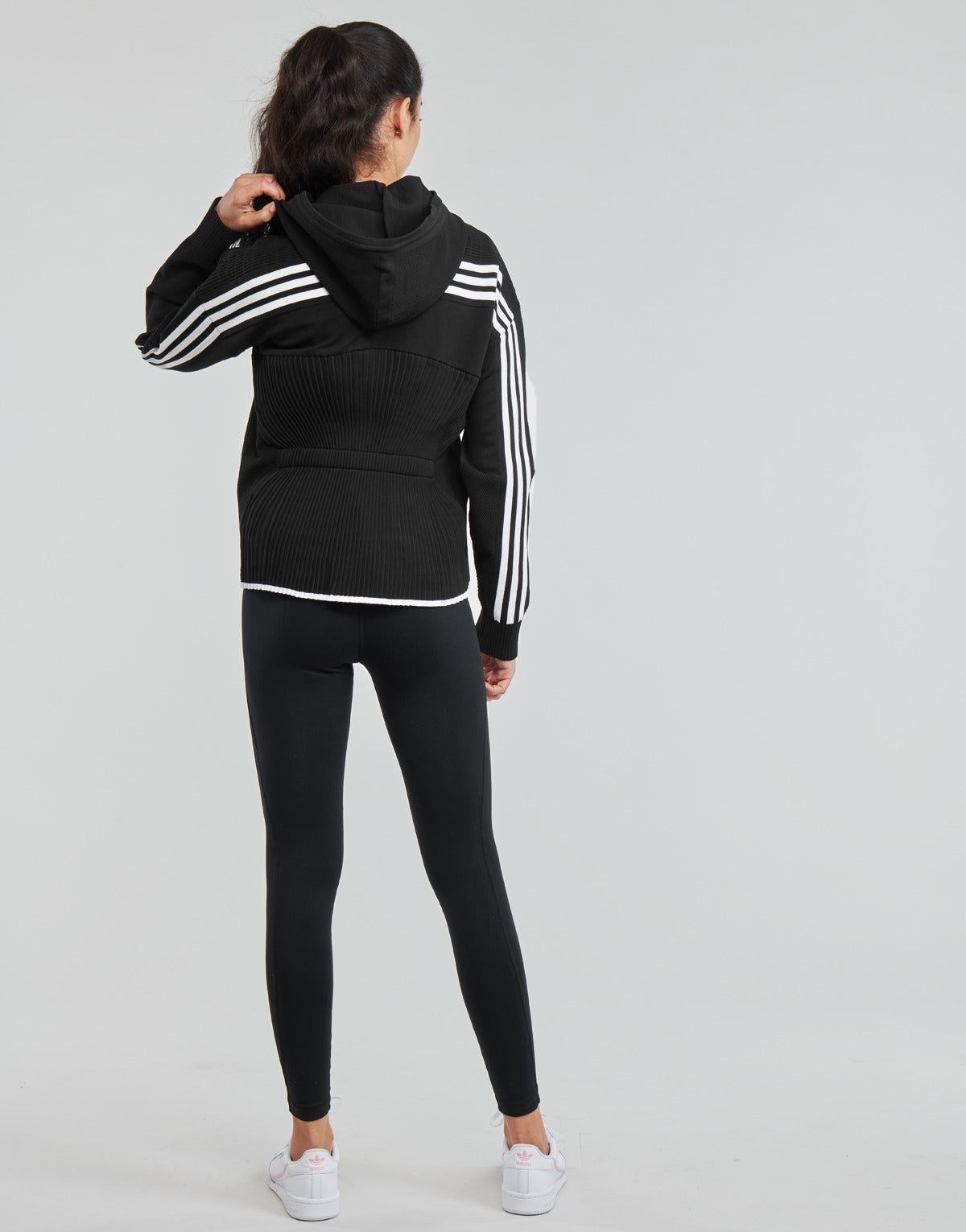 Felpa Donna adidas  W Knit V Hoodie  Nero