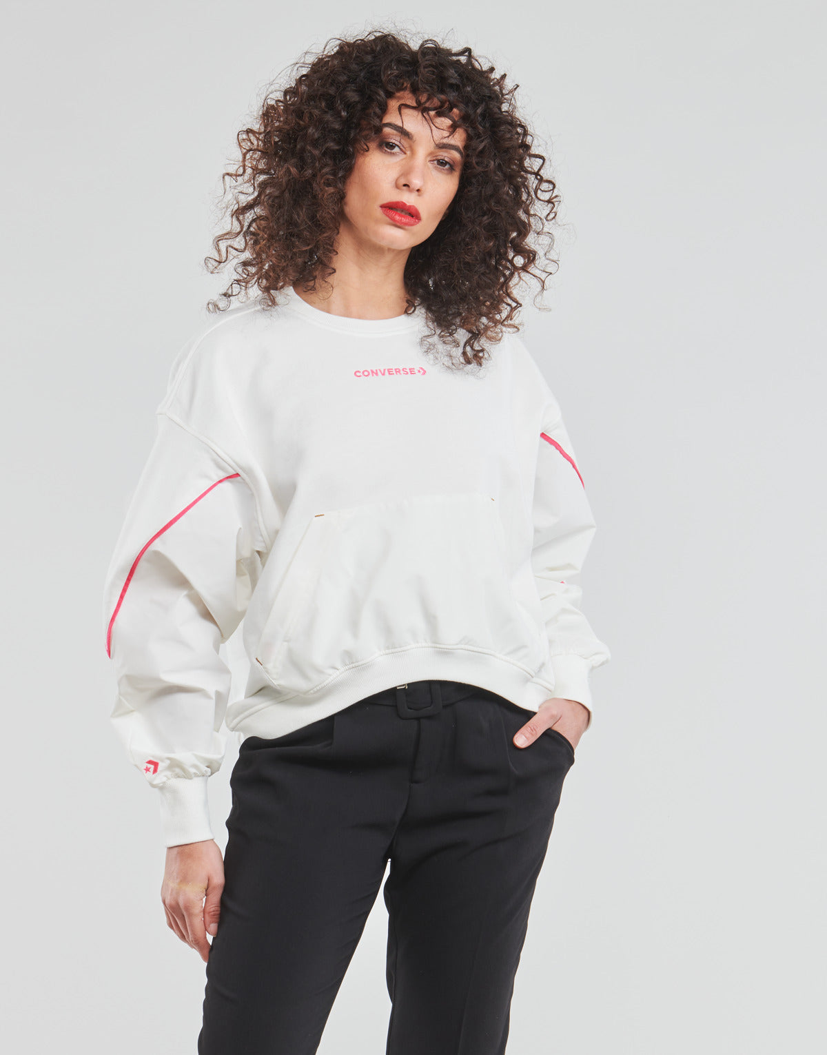 Felpa Donna Converse  BLOCKED ALTERRAIN CREW  Bianco