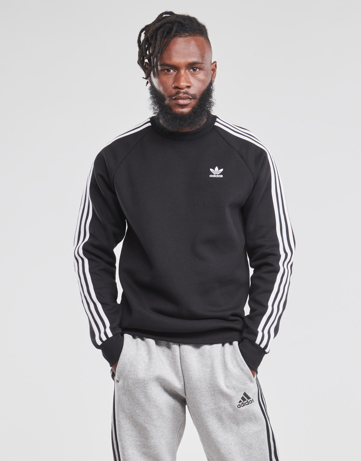 Felpa Uomo adidas  3-STRIPES CREW  Nero