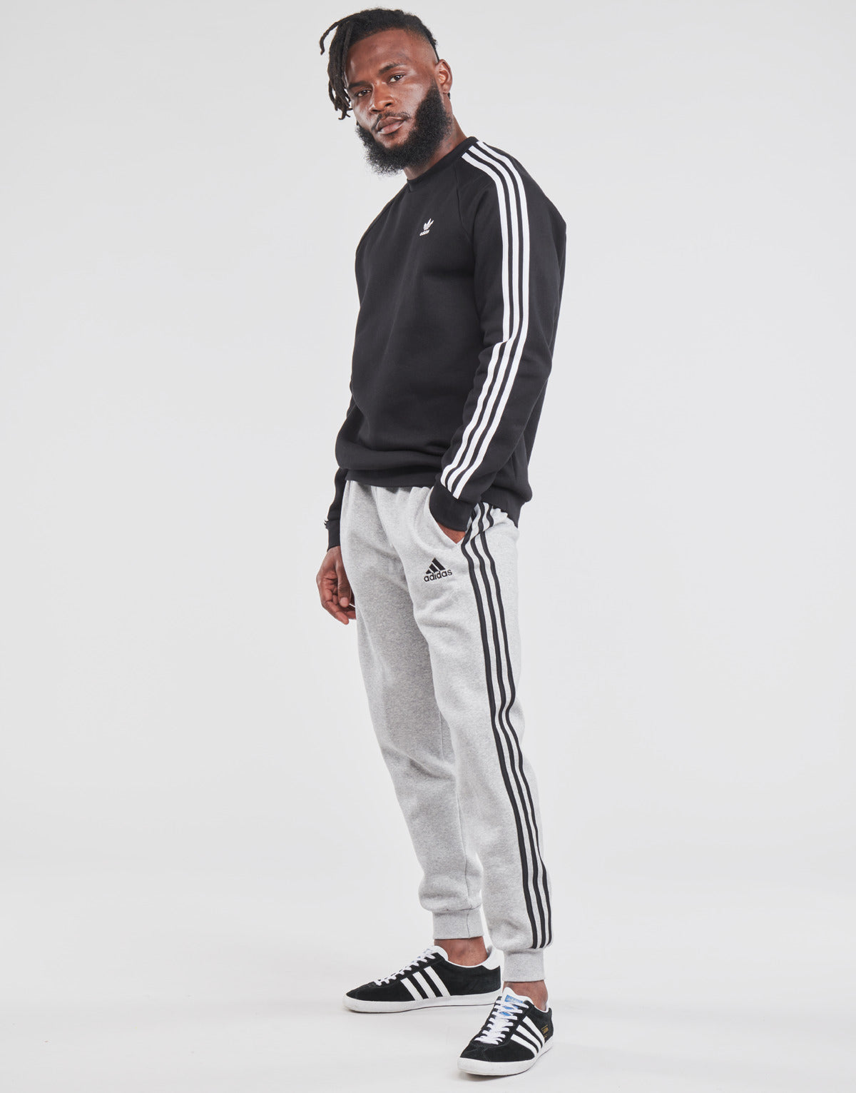 Felpa Uomo adidas  3-STRIPES CREW  Nero