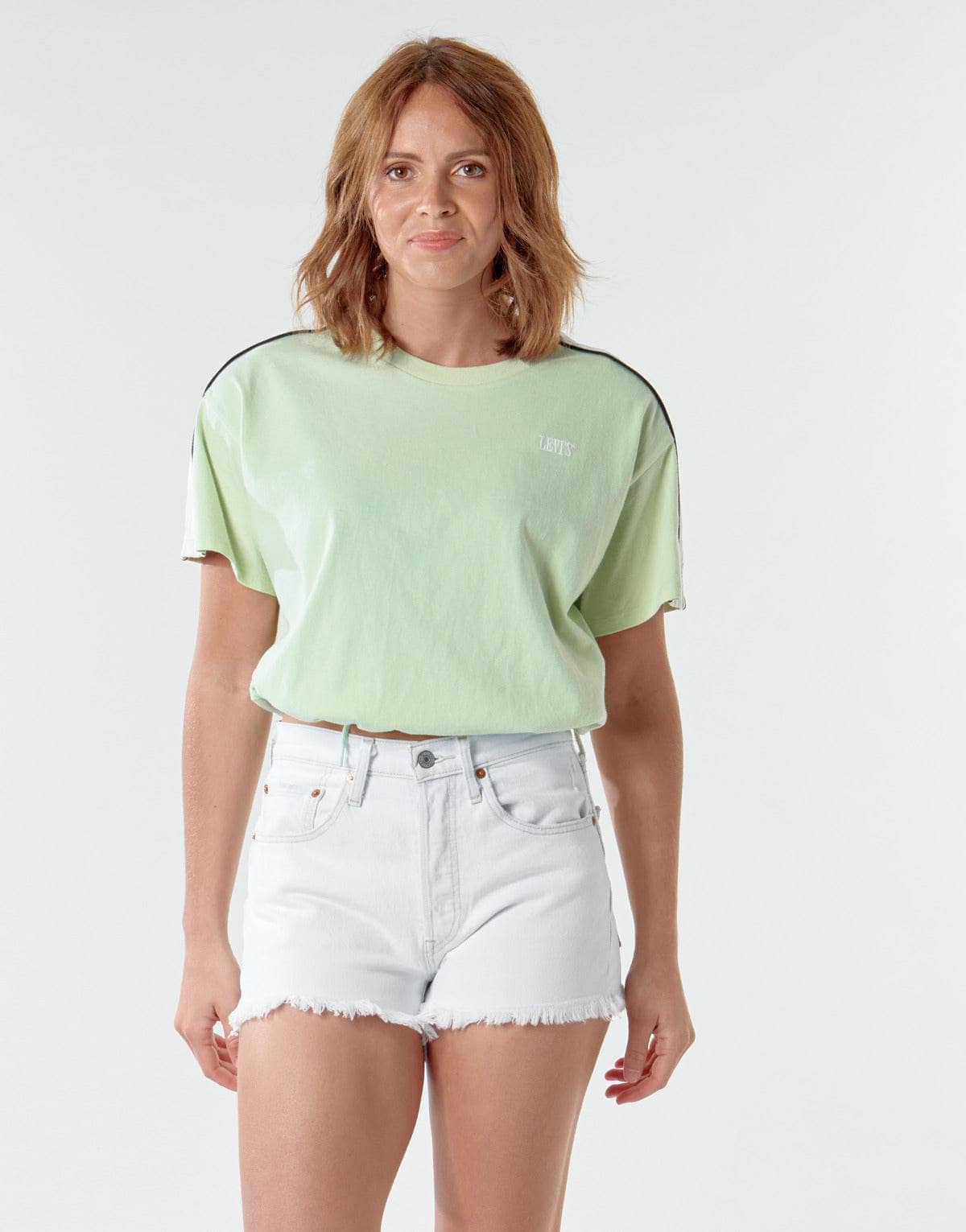 T-shirt Donna Levis  "GINGER NYLON PIECED TEE BOK CHOY, TOFU   CAVIAR"  Verde