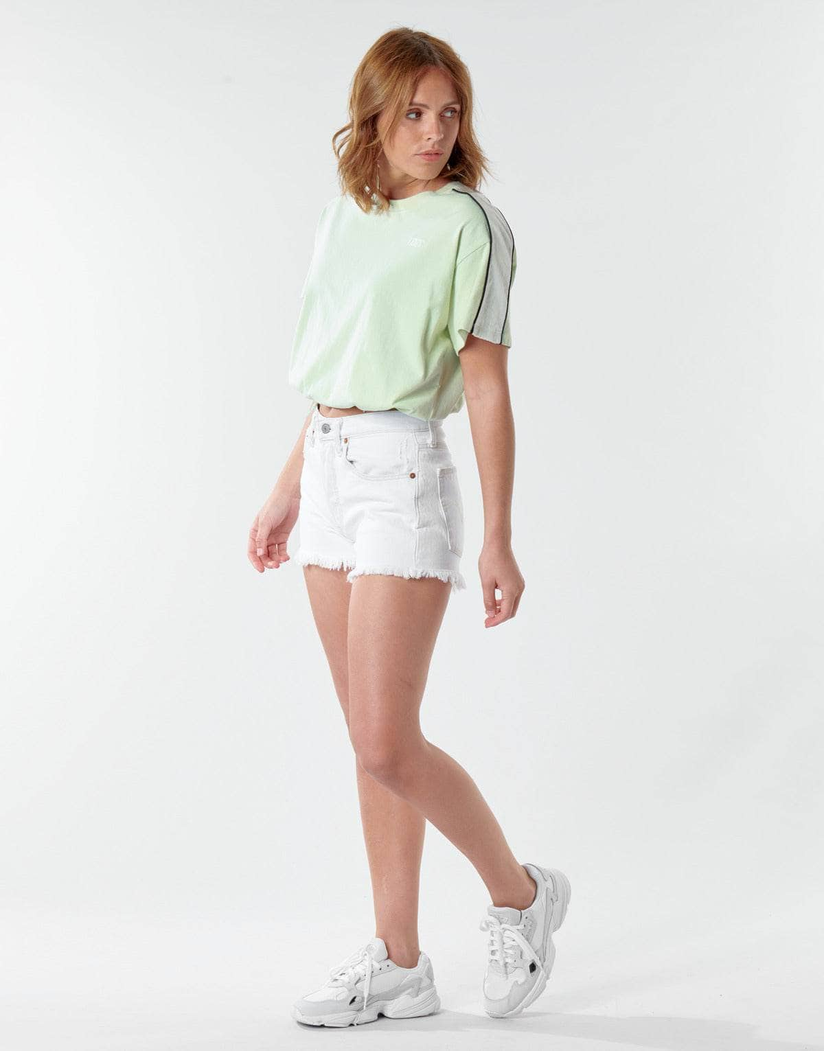 T-shirt Donna Levis  "GINGER NYLON PIECED TEE BOK CHOY, TOFU   CAVIAR"  Verde