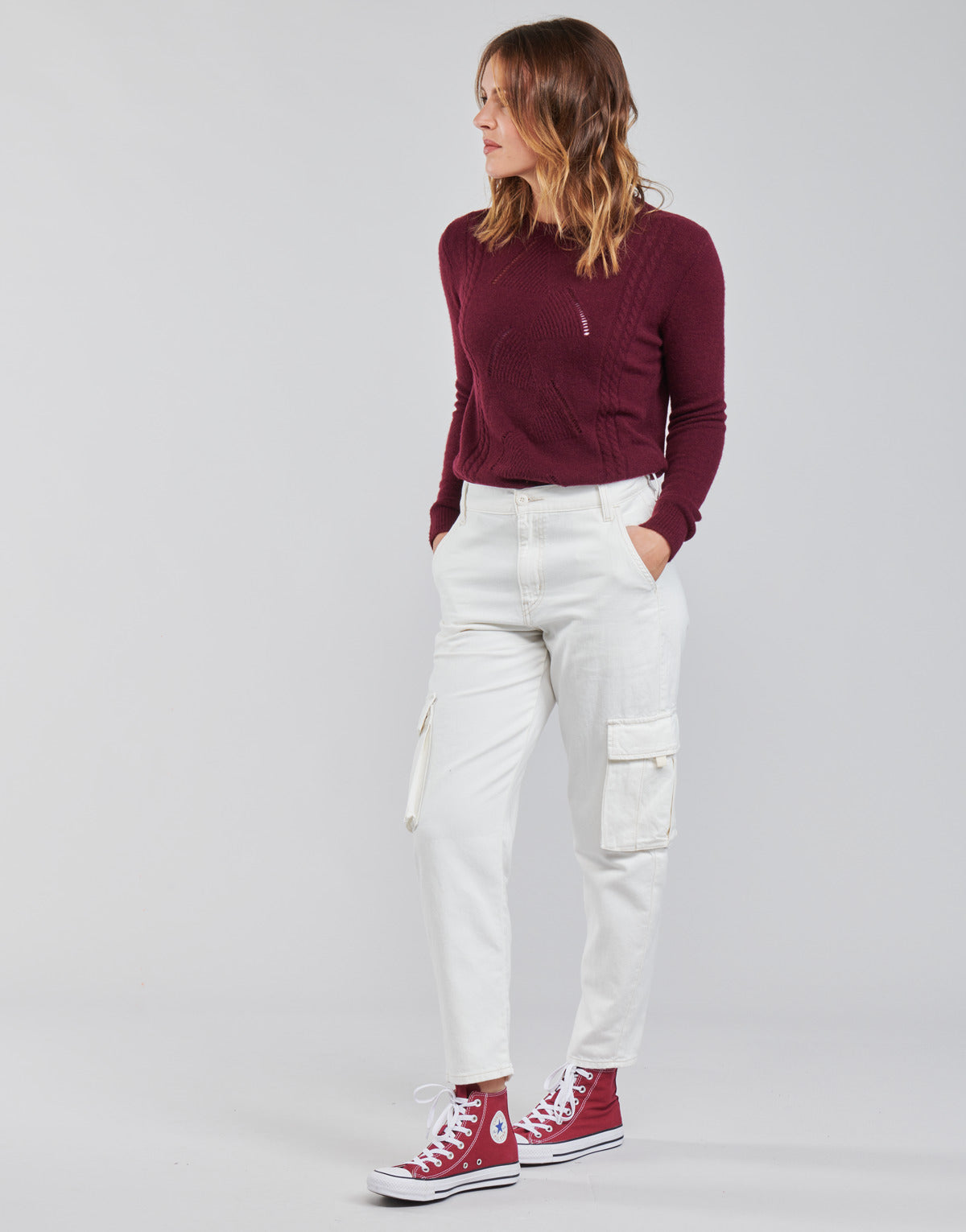 Pantalone Cargo Donna Levis  LOOSE CARGO  Bianco