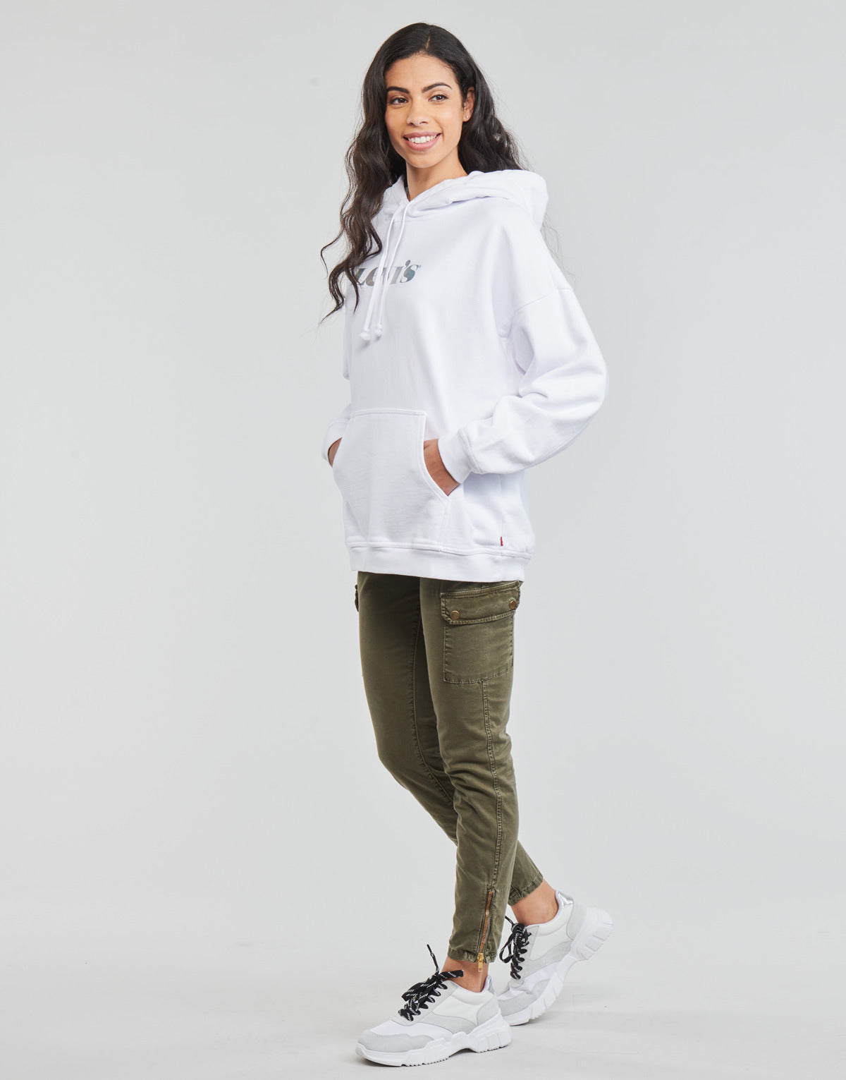 Felpa Donna Levis  GRAPHIC RIDER HOODIE  Bianco