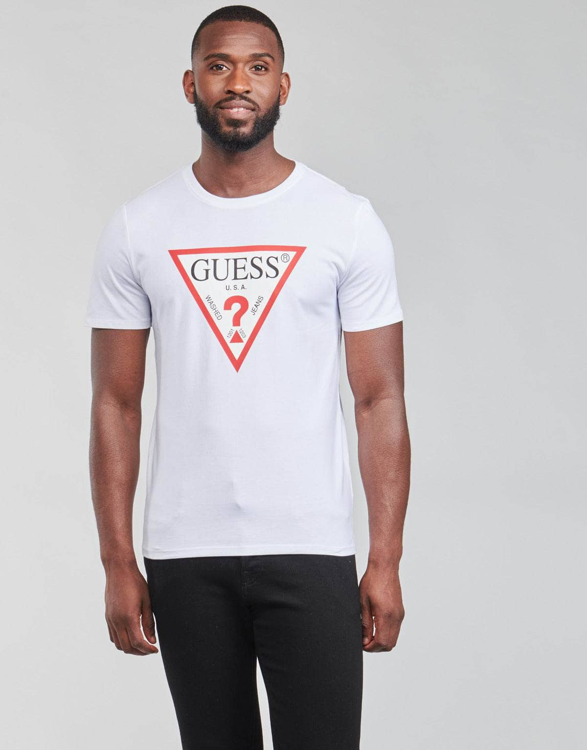 T-shirt Uomo Guess  CN SS ORIGINAL LOGO TEE  Bianco