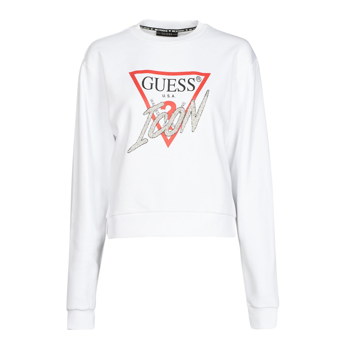 Felpa Donna Guess  ICON FLEECE  Bianco