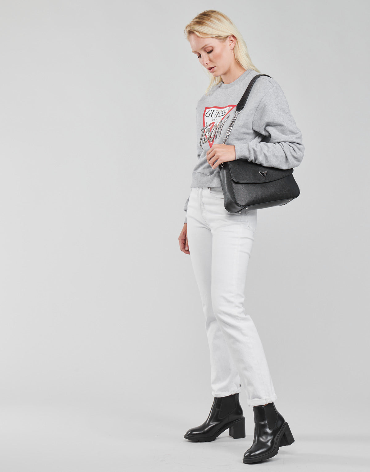 Felpa Donna Guess  ICON FLEECE  Grigio