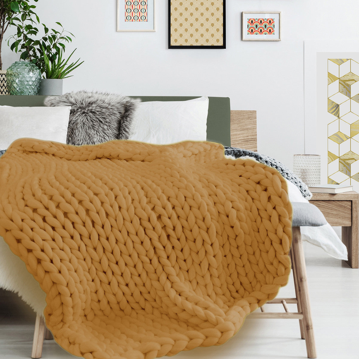 Plaid, coperte  The home deco factory  CHUNKY  Giallo