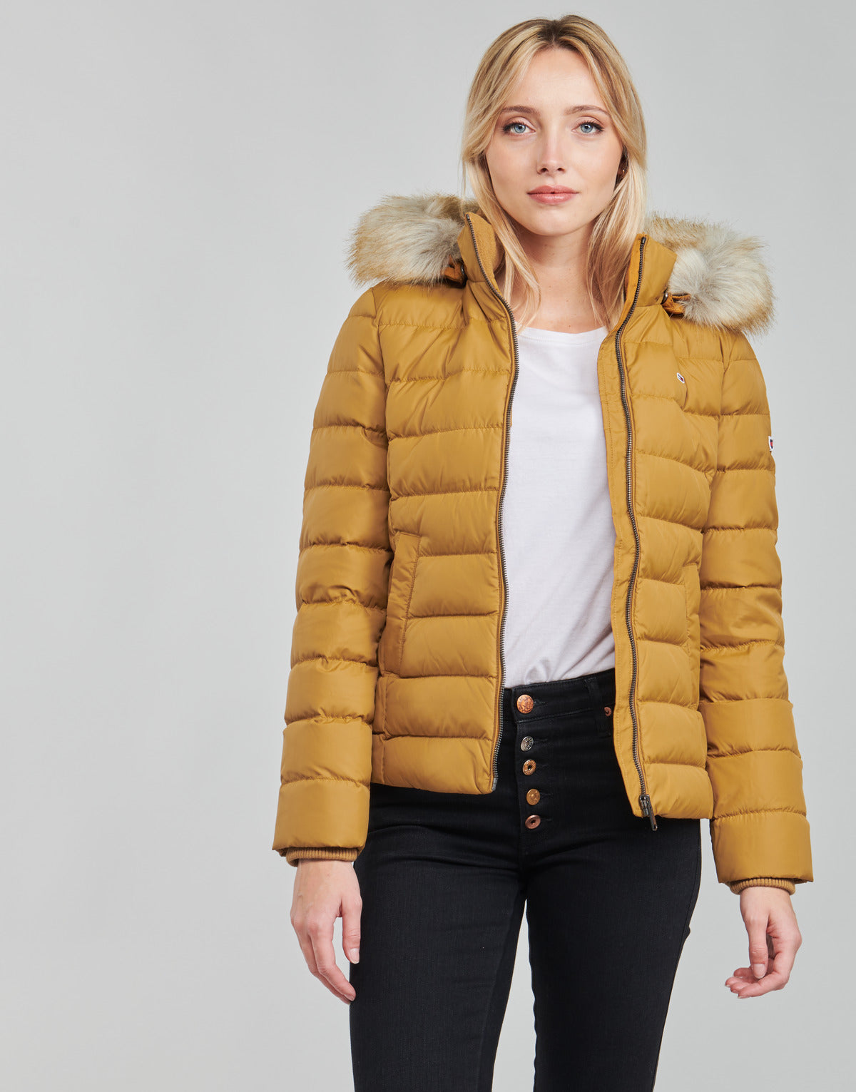 Piumino Donna Tommy Jeans  TJW BASIC HOODED DOWN JACKET  Giallo