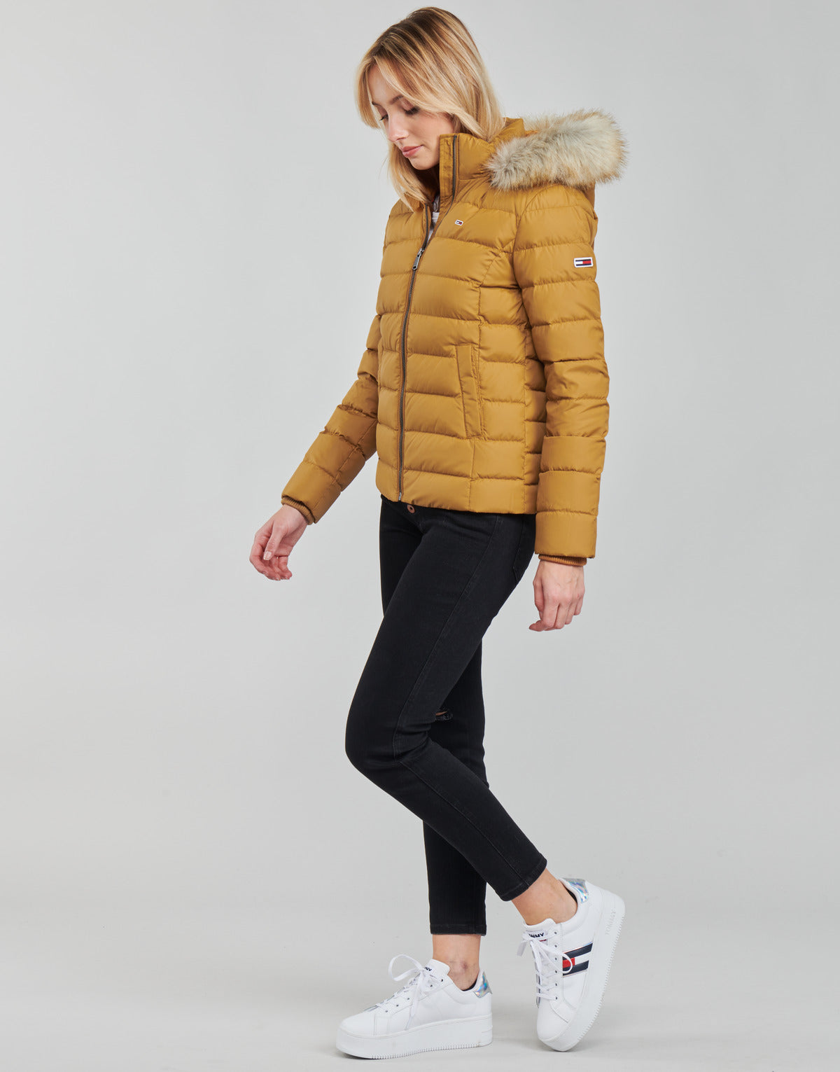 Piumino Donna Tommy Jeans  TJW BASIC HOODED DOWN JACKET  Giallo