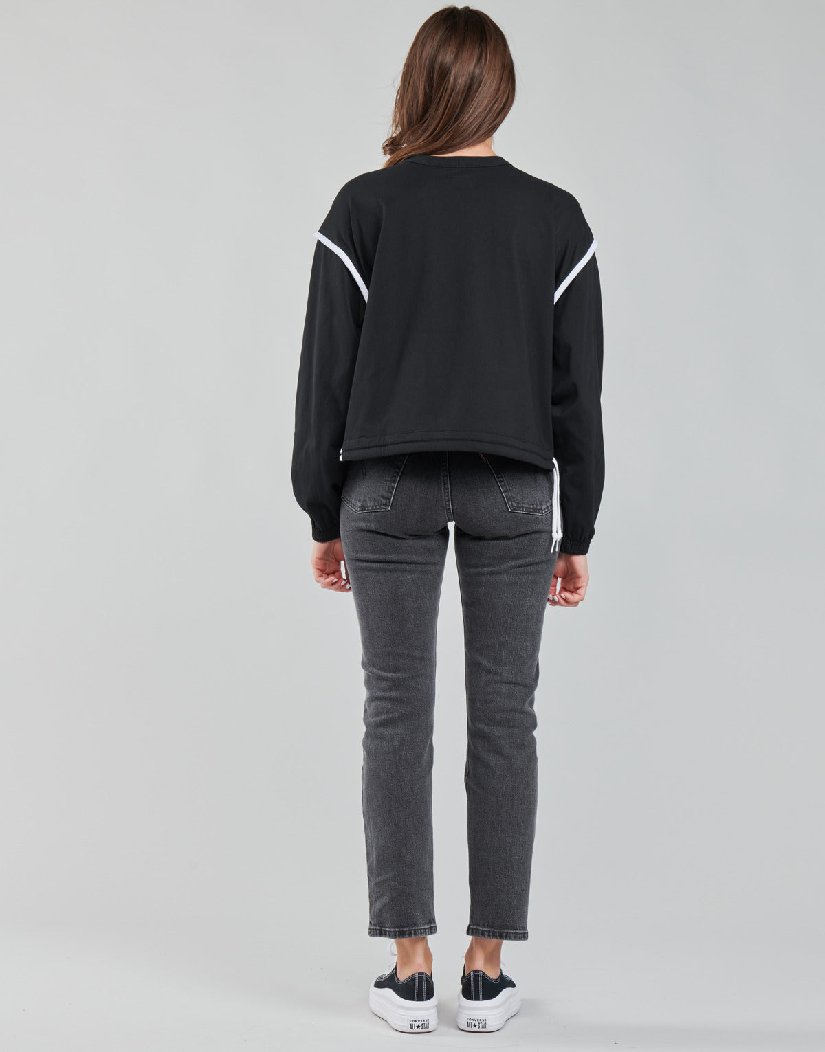 Felpa Donna Converse  LONG SLEEVE JERSEY CREW  Nero