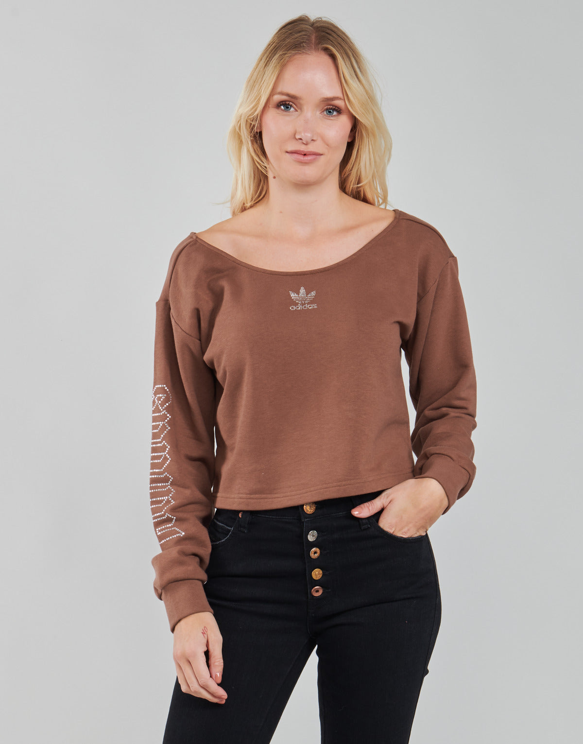 Felpa Donna adidas  SLOUCHY CREW?  Marrone