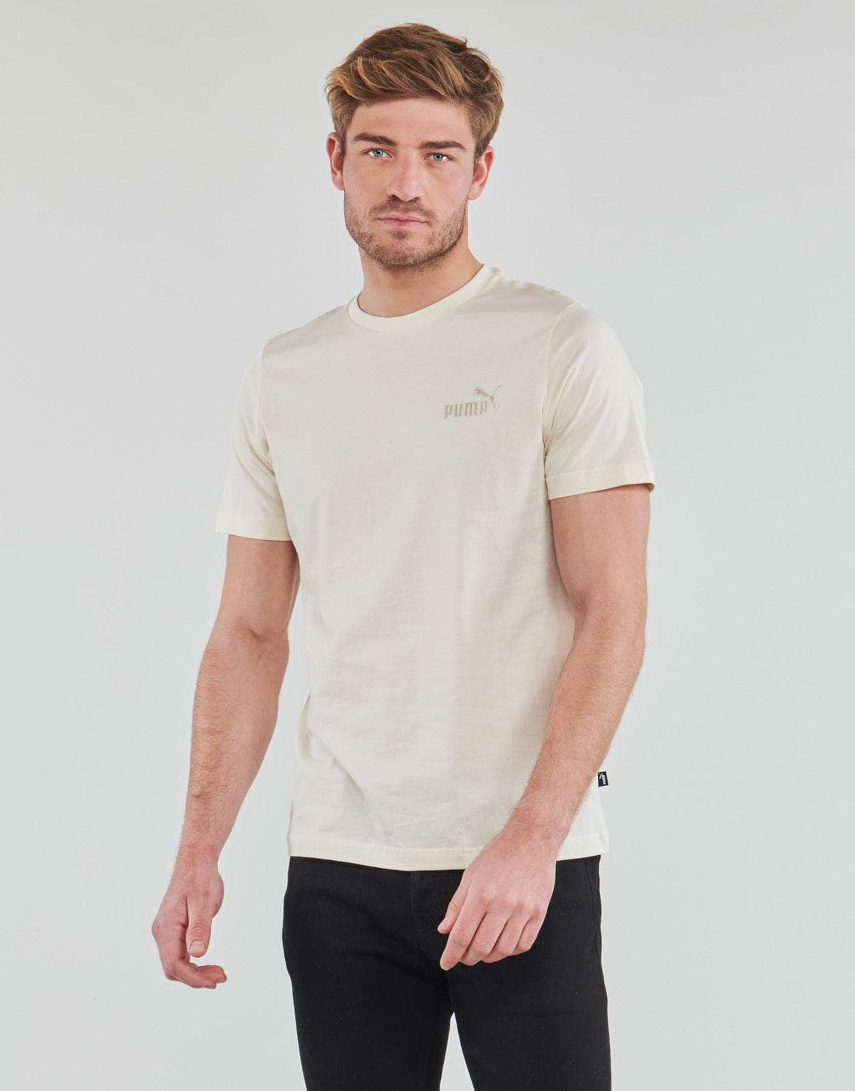 T-shirt Uomo Puma  ESS+ EMBROIDERY LOGO TEE  Beige