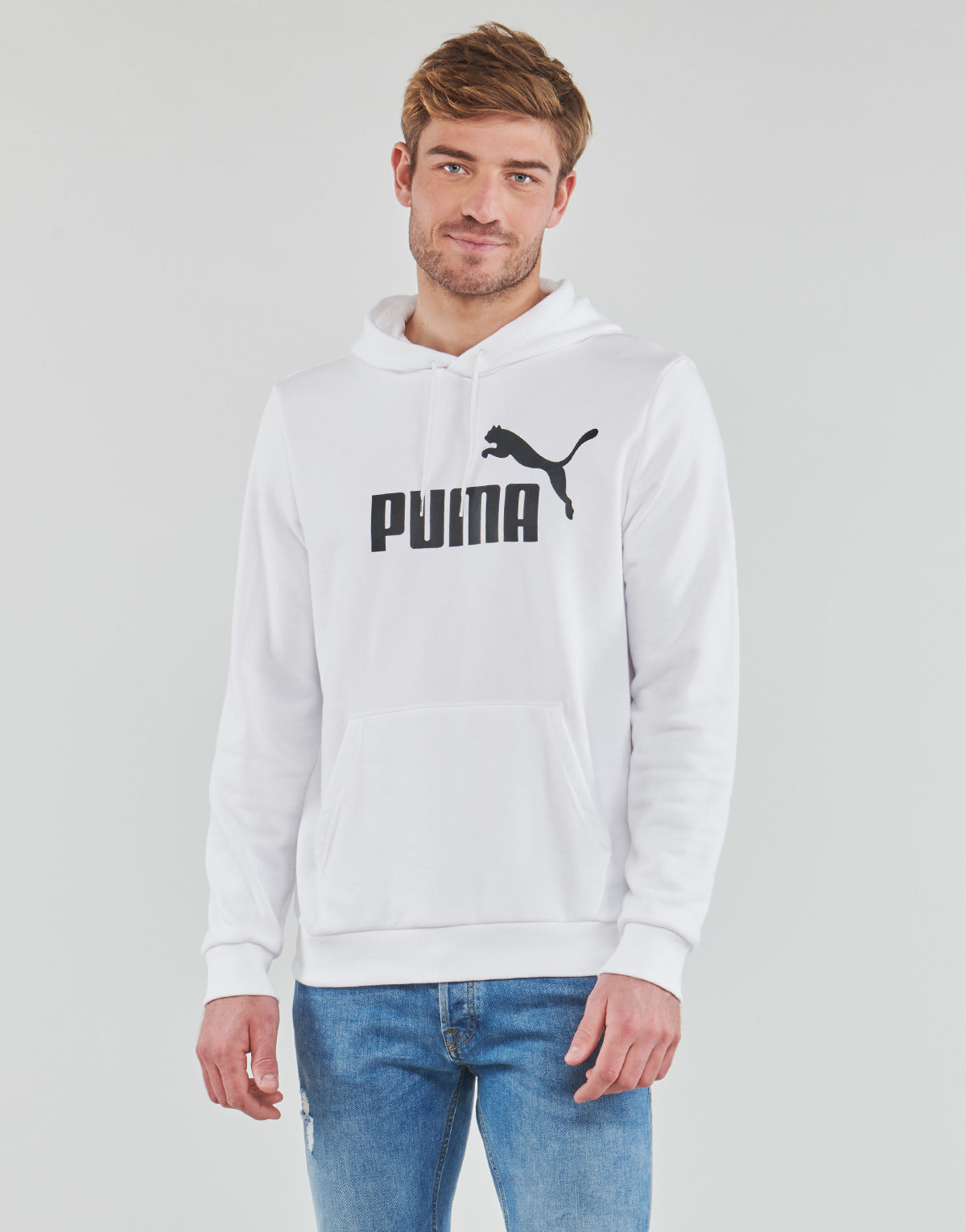 Felpa Uomo Puma  ESS BIG LOGO HOODIE FL  Bianco