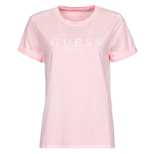 T-shirt Donna Guess  ES SS GUESS 1981 ROLL CUFF TEE  Rosa