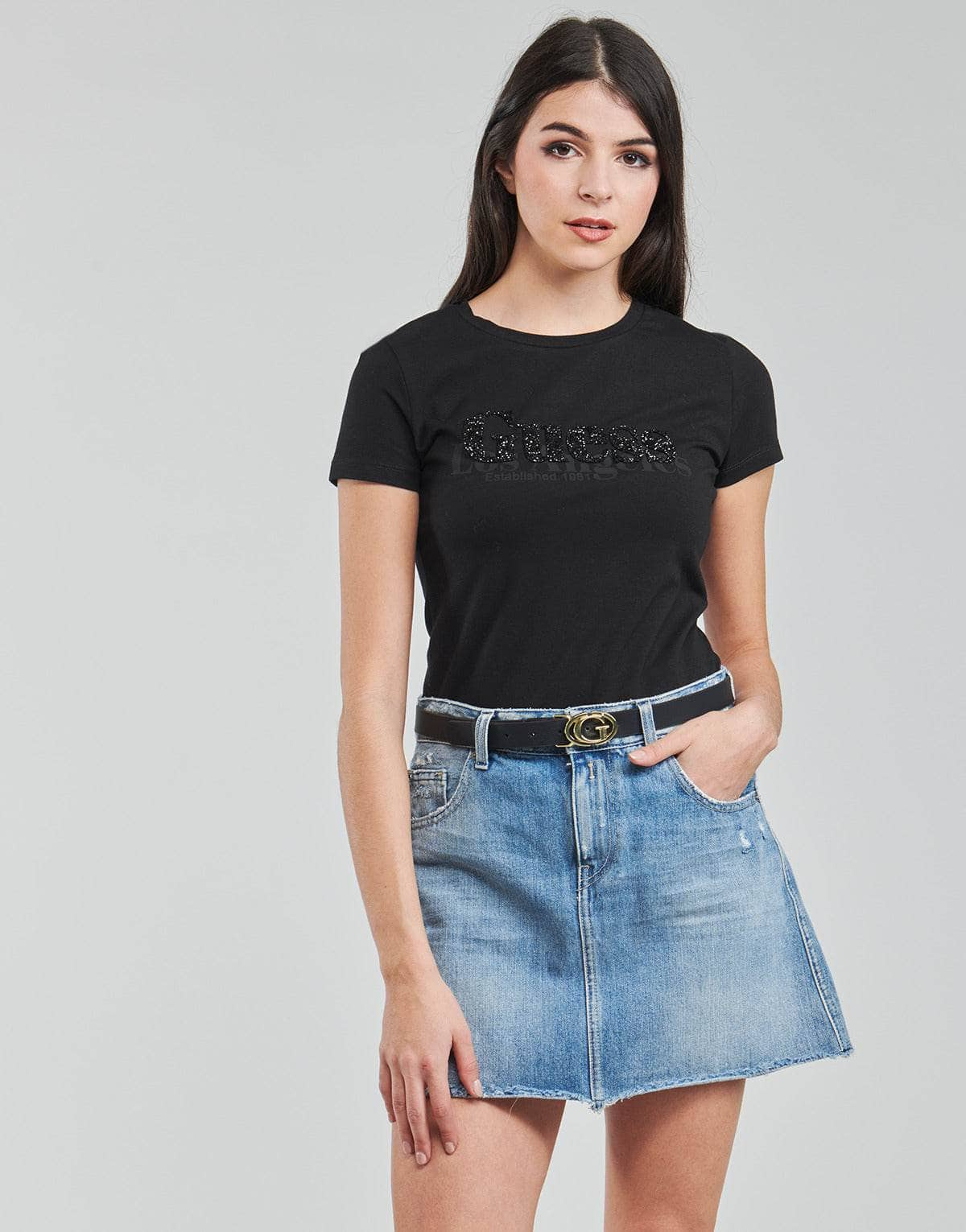 T-shirt Donna Guess  SS CN ASTRELLE TEE  Nero