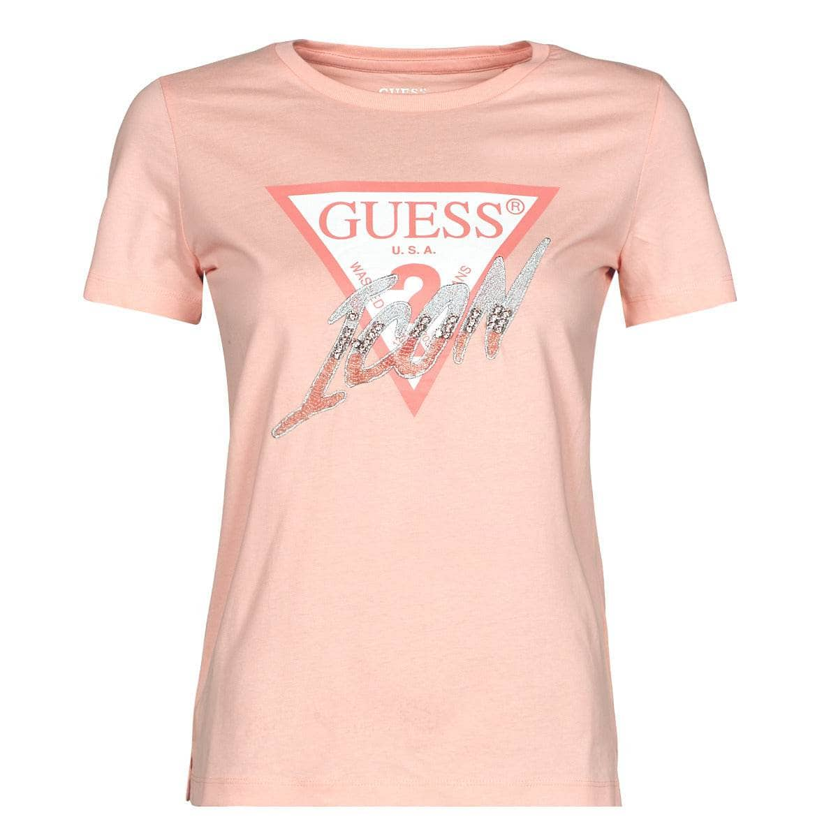 T-shirt Donna Guess  SS CN ICON TEE  Rosa