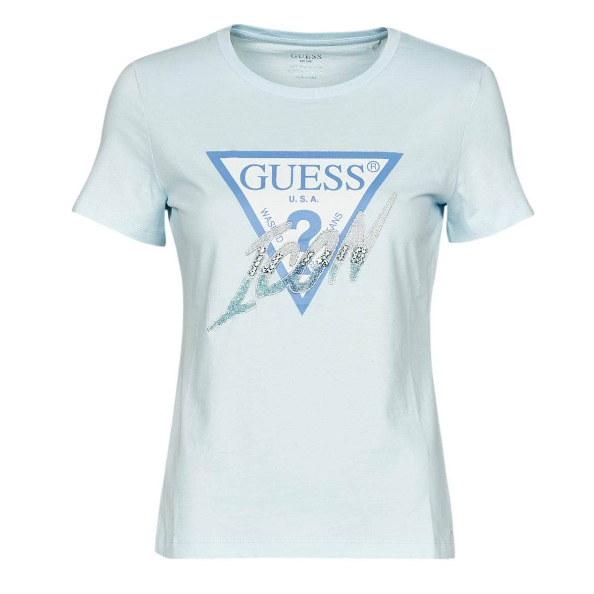 T-shirt Donna Guess  SS CN ICON TEE  Blu