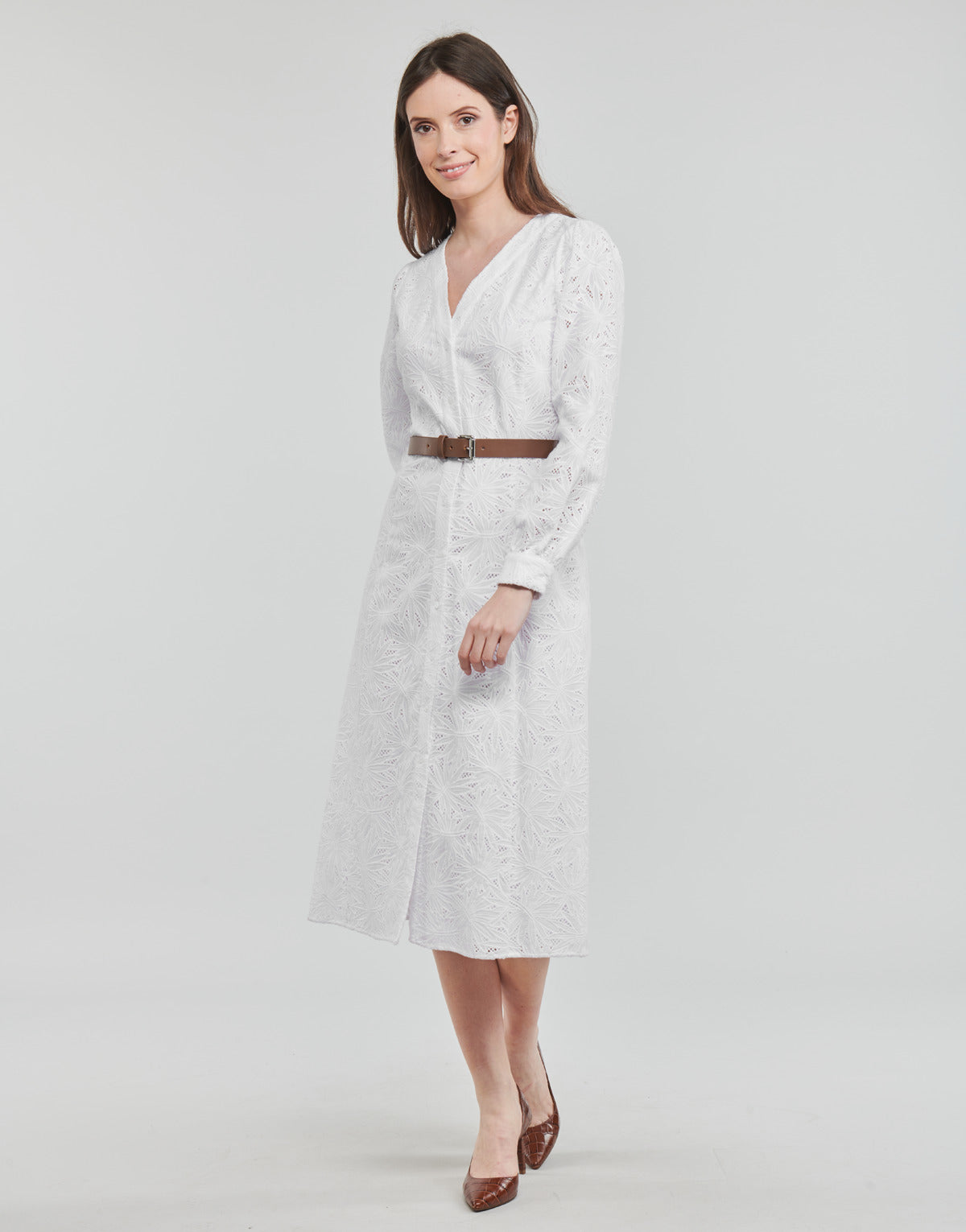 Abito lungo Donna MICHAEL Michael Kors  PALM EYELET KATE DRESS  Bianco