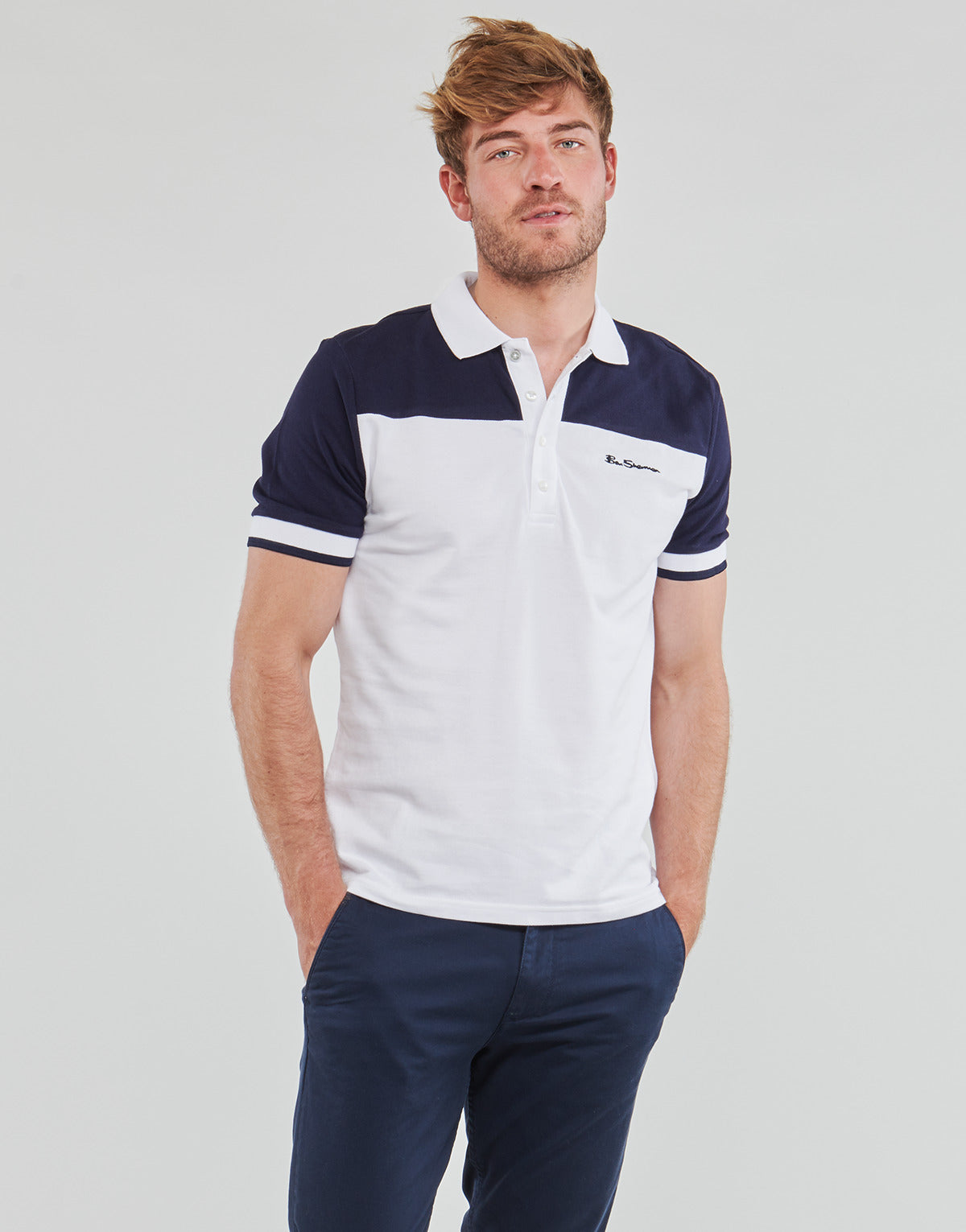 Polo Uomo Ben Sherman  COLOUR BLOCK  Bianco