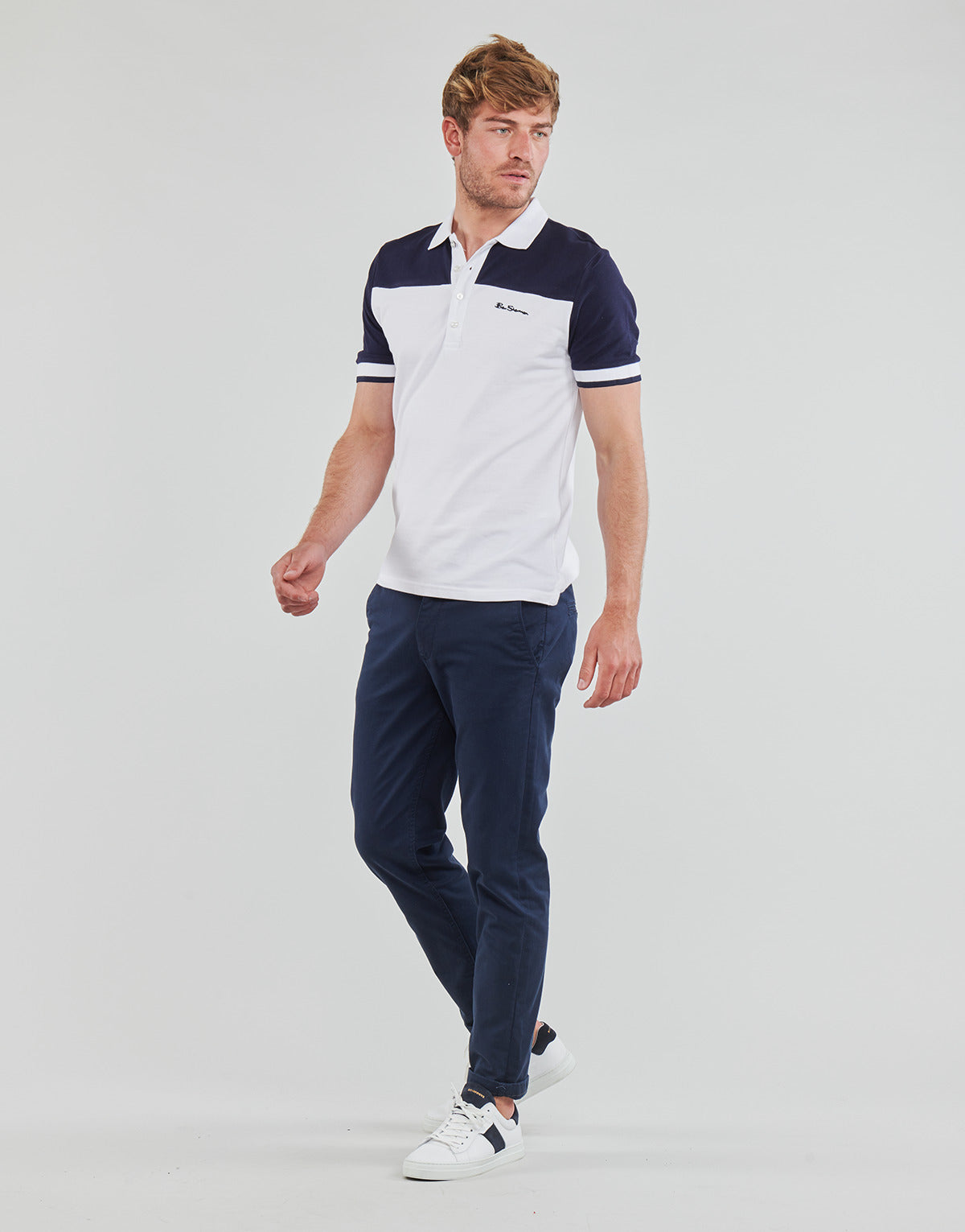 Polo Uomo Ben Sherman  COLOUR BLOCK  Bianco