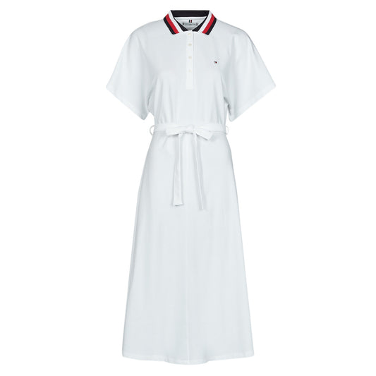 Abito corto Donna Tommy Hilfiger  GBL STP FLARE MIDI POLO DRESS SS  Bianco