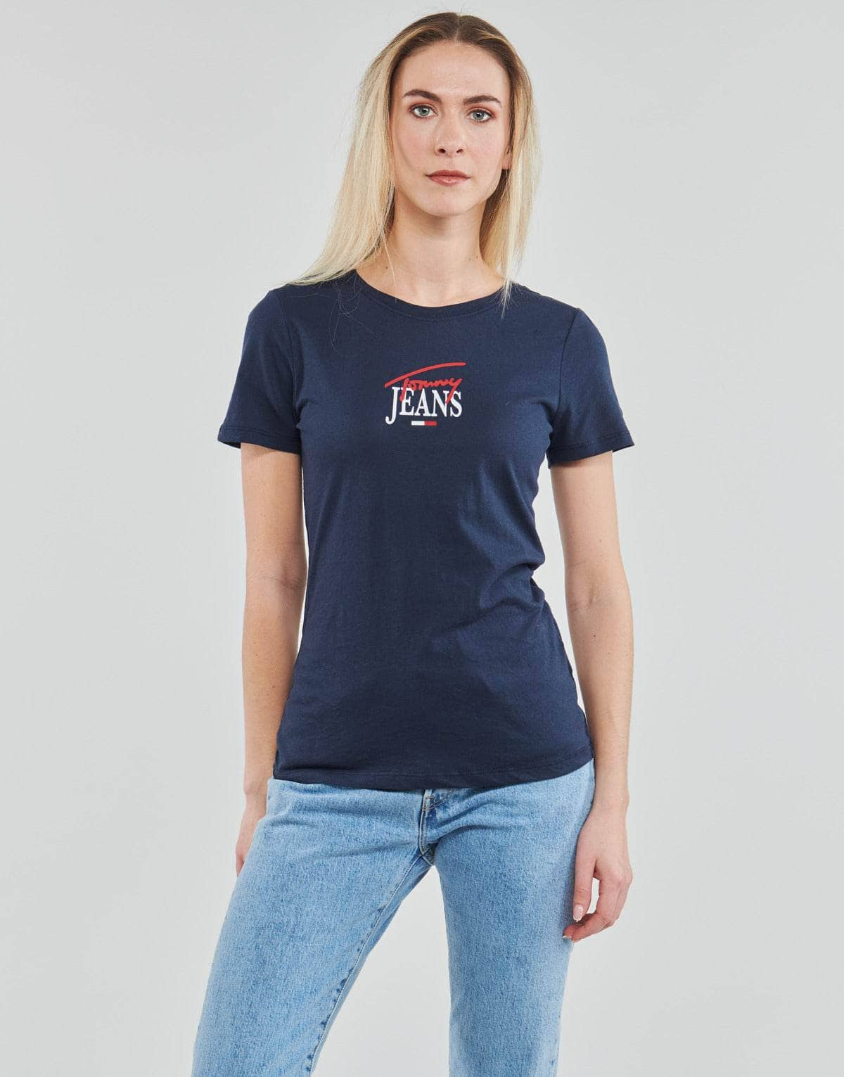 T-shirt Donna Tommy Jeans  TJW SKINNY ESSENTIAL LOGO 1 SS  Marine