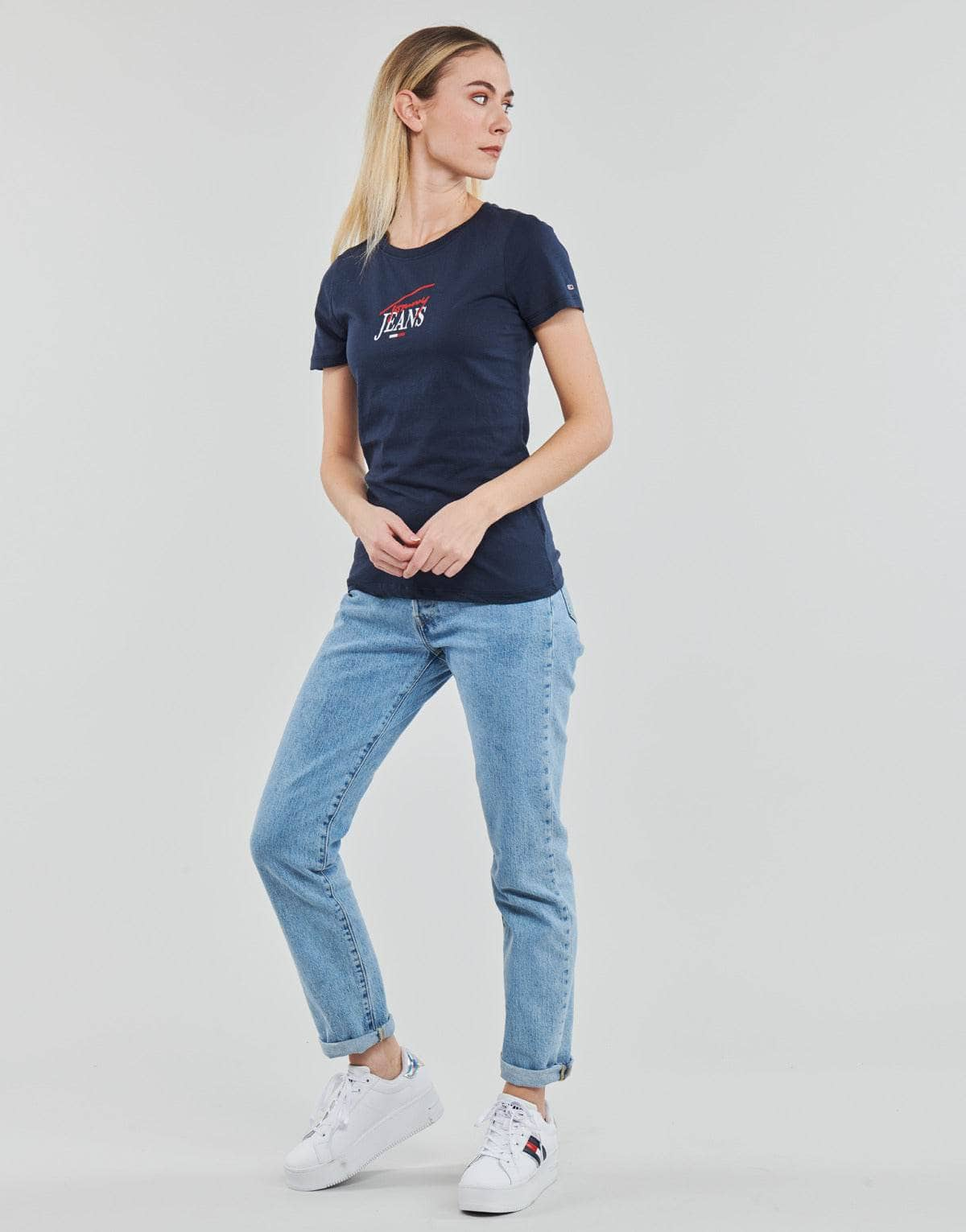 T-shirt Donna Tommy Jeans  TJW SKINNY ESSENTIAL LOGO 1 SS  Marine