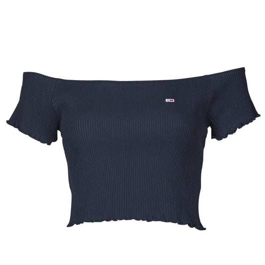 Camicetta Donna Tommy Jeans  TJW CROP RIB OFF SHOULDER TOP  Marine