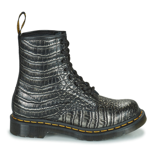 Stivaletti Donna Dr. Martens  1460 Gunmetal Wild Croc Emboss  Nero