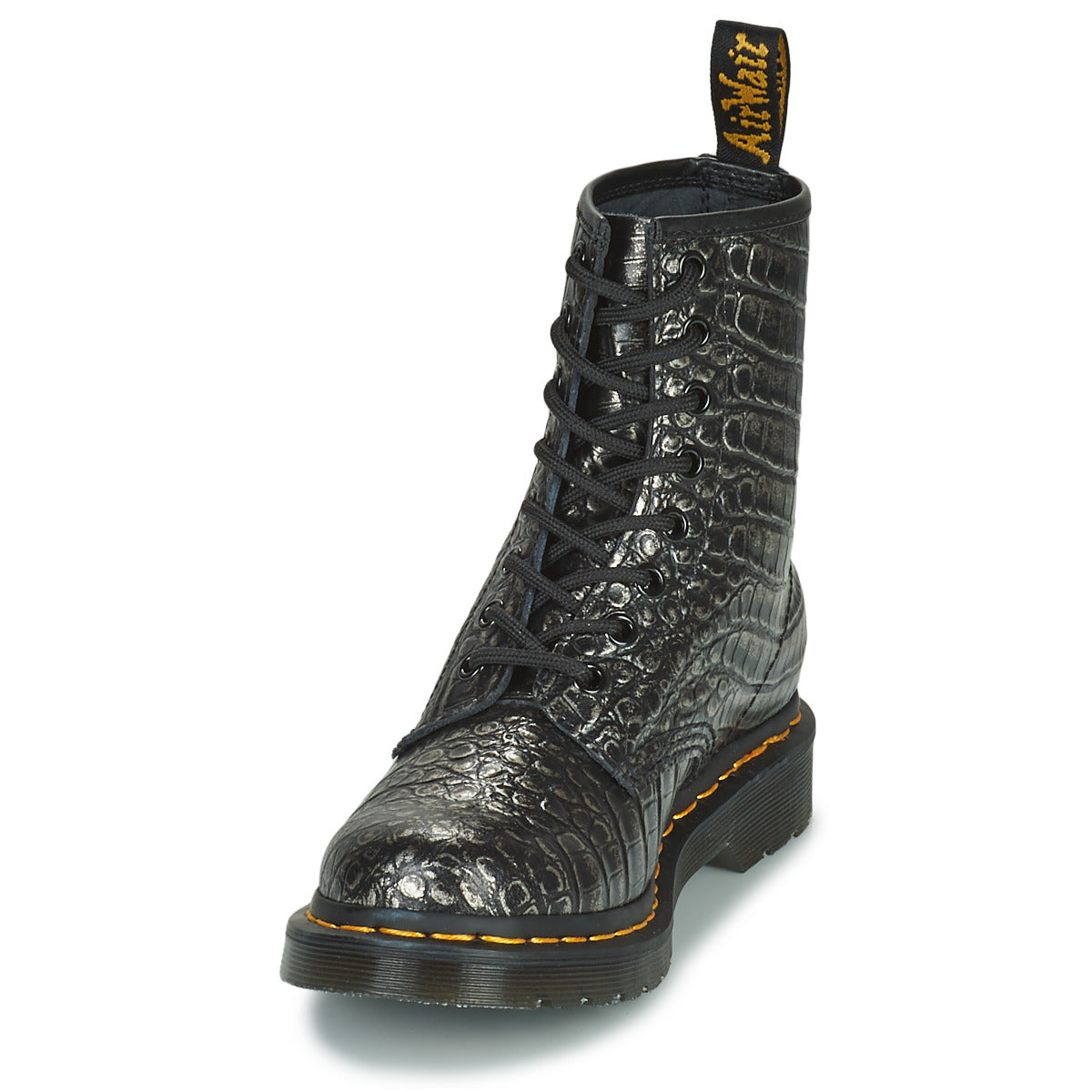 Stivaletti Donna Dr. Martens  1460 Gunmetal Wild Croc Emboss  Nero