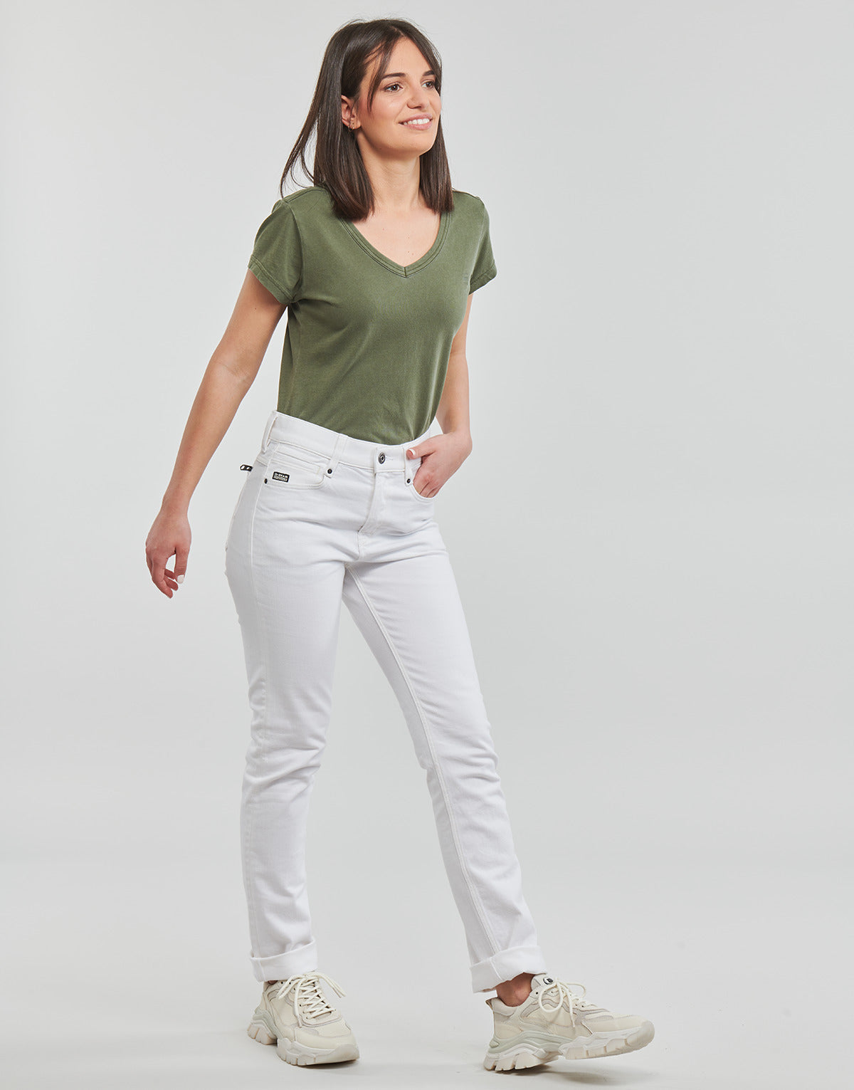 Jeans Donna G-Star Raw  Noxer straight  Bianco