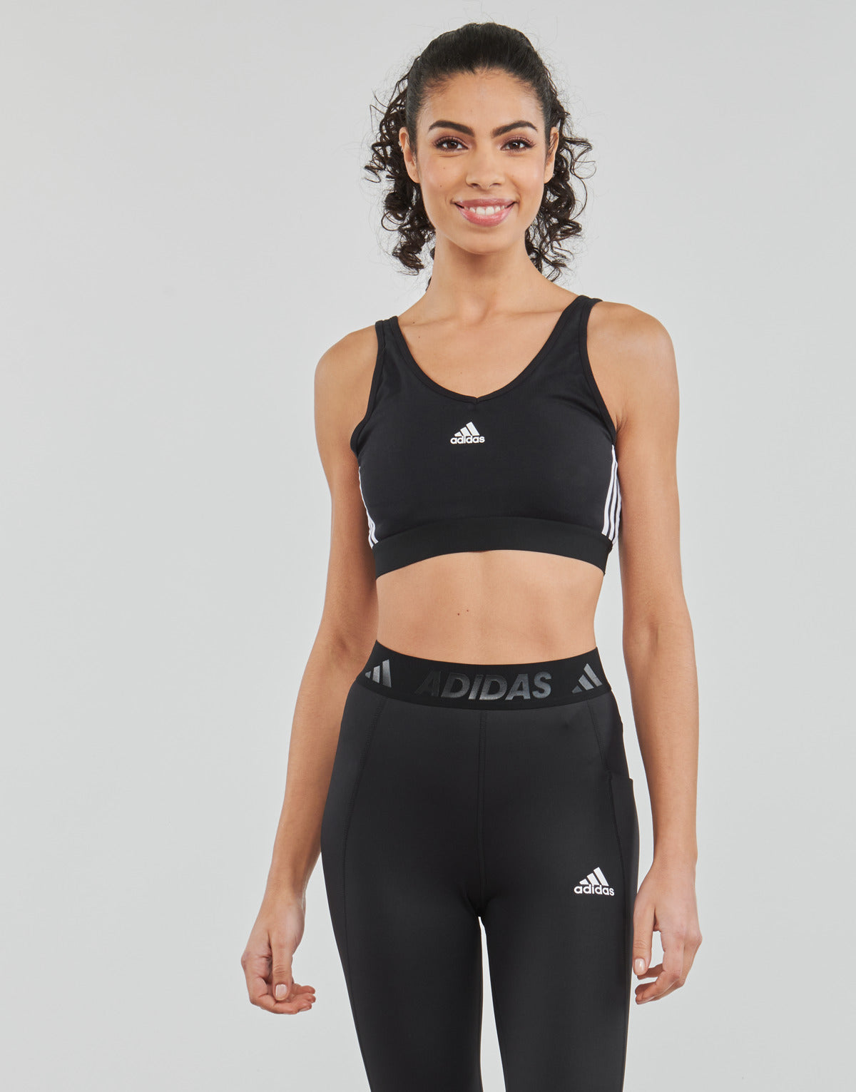 Reggiseno sportivo Donna adidas  3 Stripes CROP  Nero